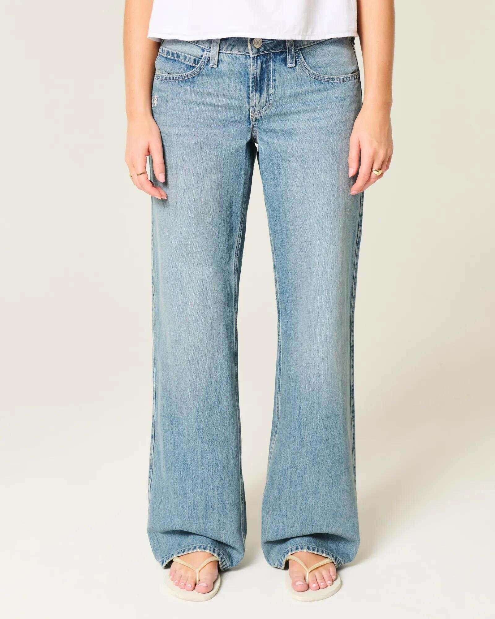 Low-Rise Dark Wash Baggy Jeans