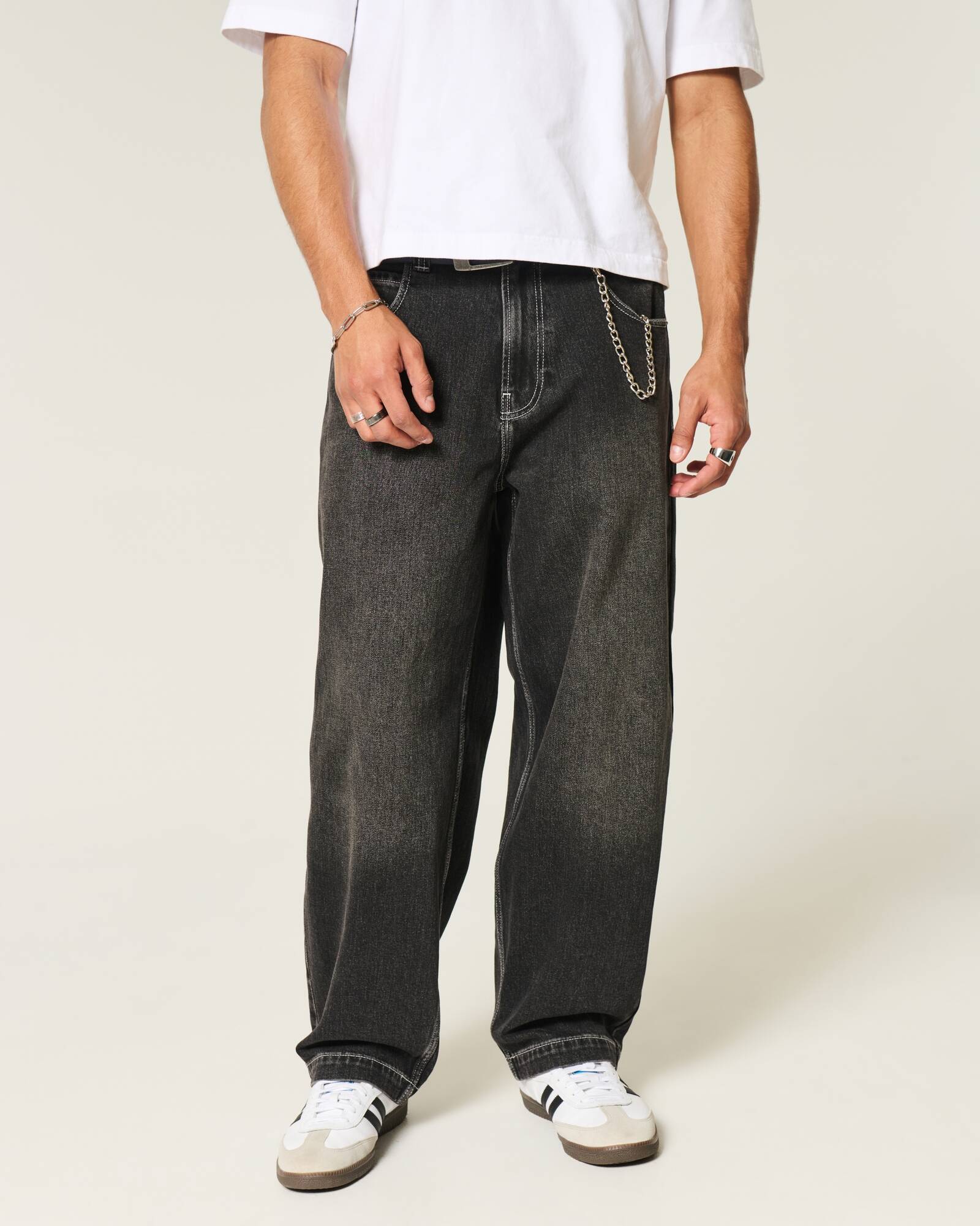 Medium Wash Skater Baggy Jeans