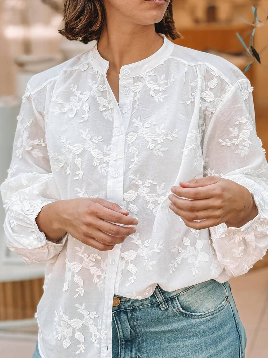 🔥Summer Arrivals🌟Women's Cozy 3d Embroidered Cotton Shirt