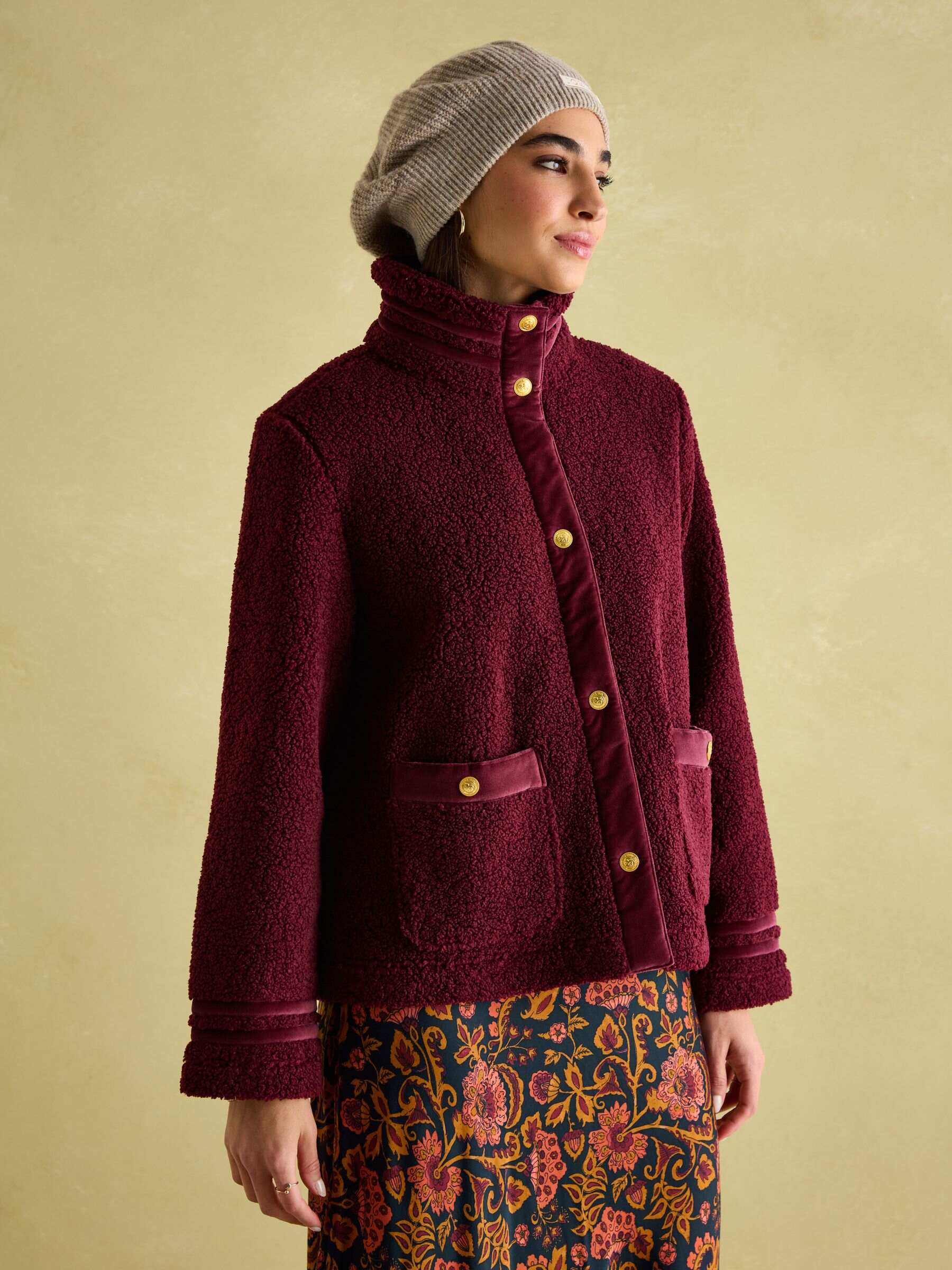 Fleur Red Fleece Jacket