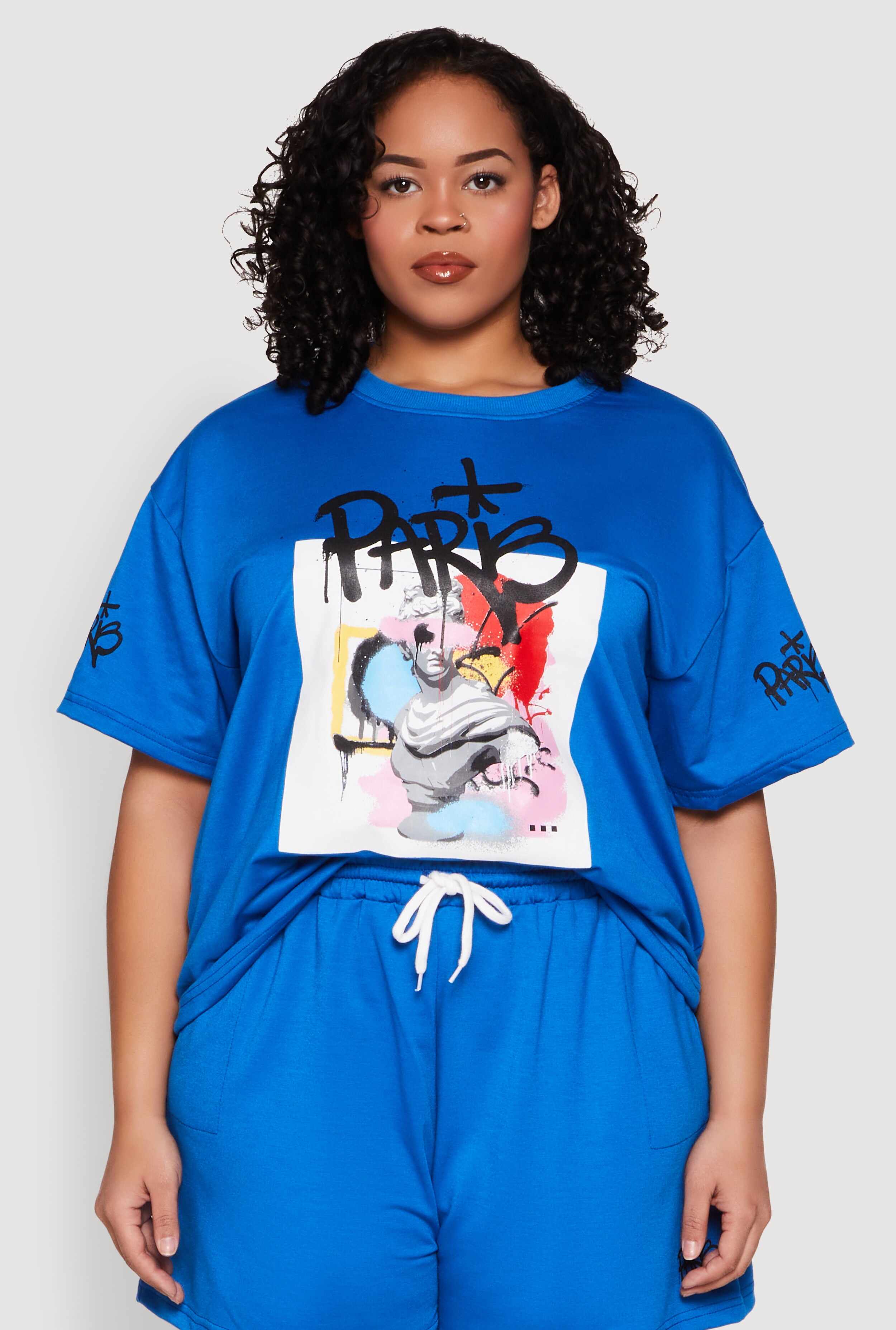 Plus Size Paris Graphic Print Top