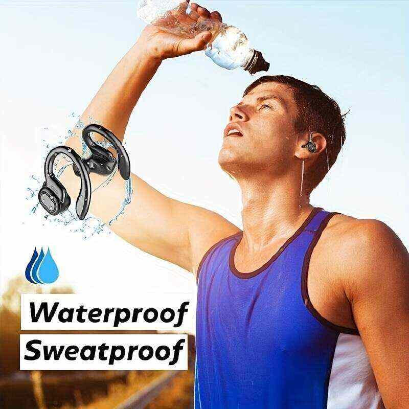 True Wireless Earbuds, TWS Earphones With Mic, Sport Earhook Headset, Stereo In Ear Headphones With LED Display Charing Case