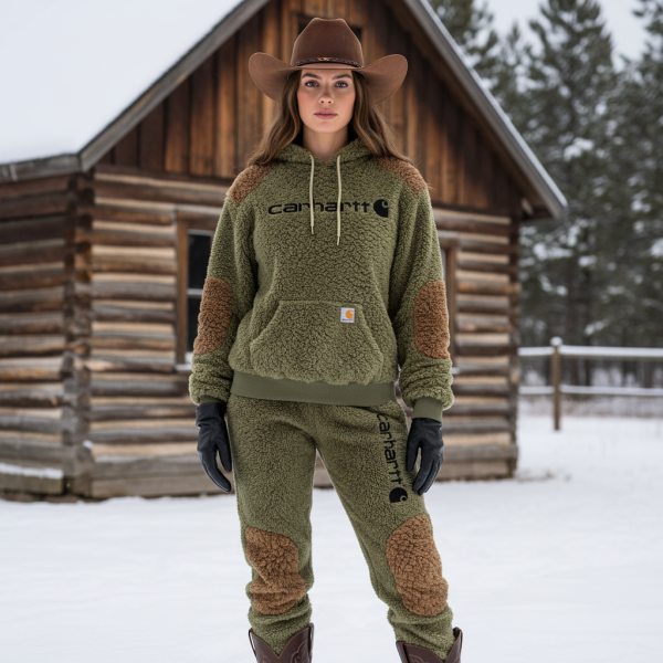 Cozy Olive Green Fleece Hoodie and Jogger Set