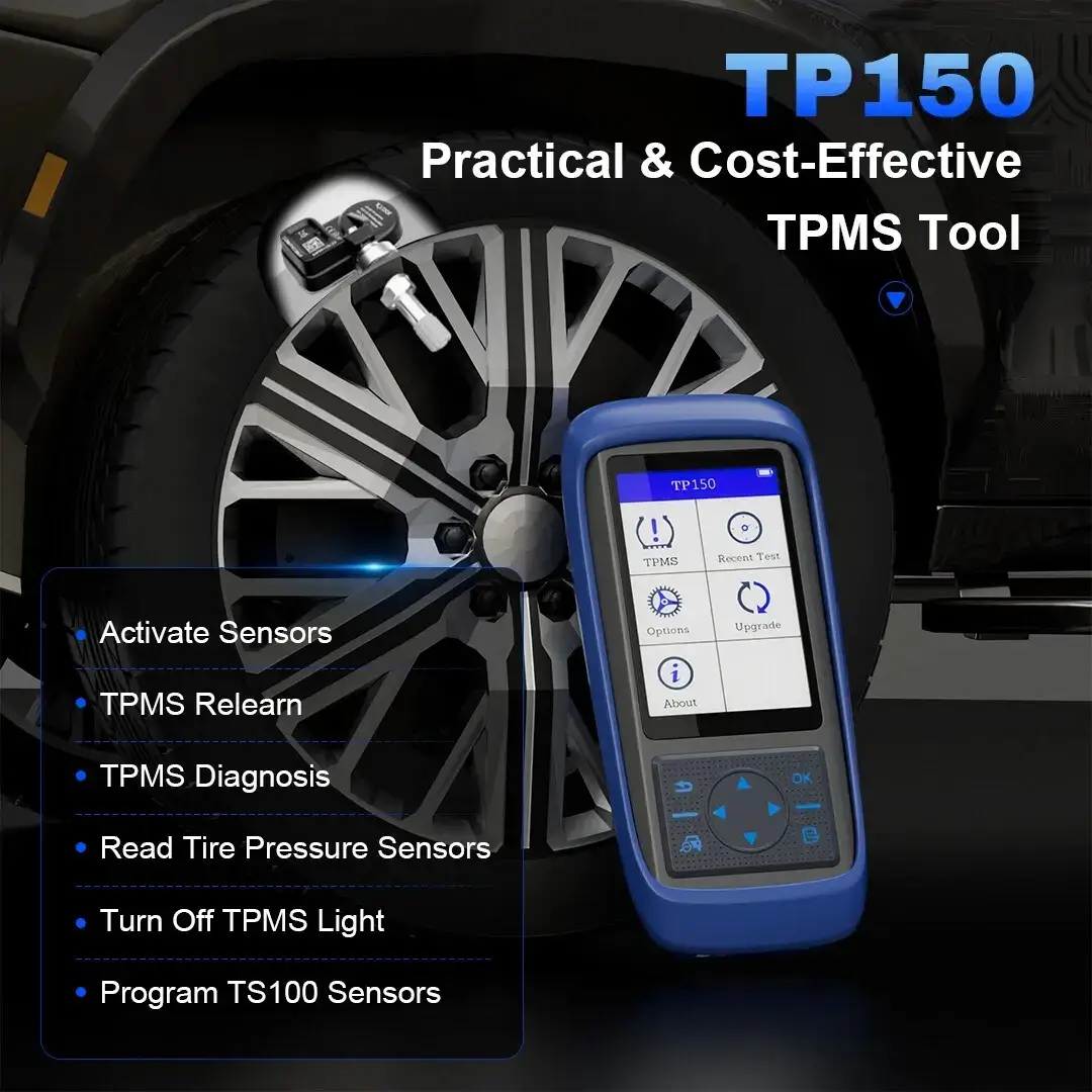 TP150 TPMS Programming Tool, 2026 TPMS Relearn Tool, Activate/Relearn/Diagnosis All Known TPMS Sensors, Program TS100 Sensors (315/433MHz), TPMS Reset Tool TPMS Programmer