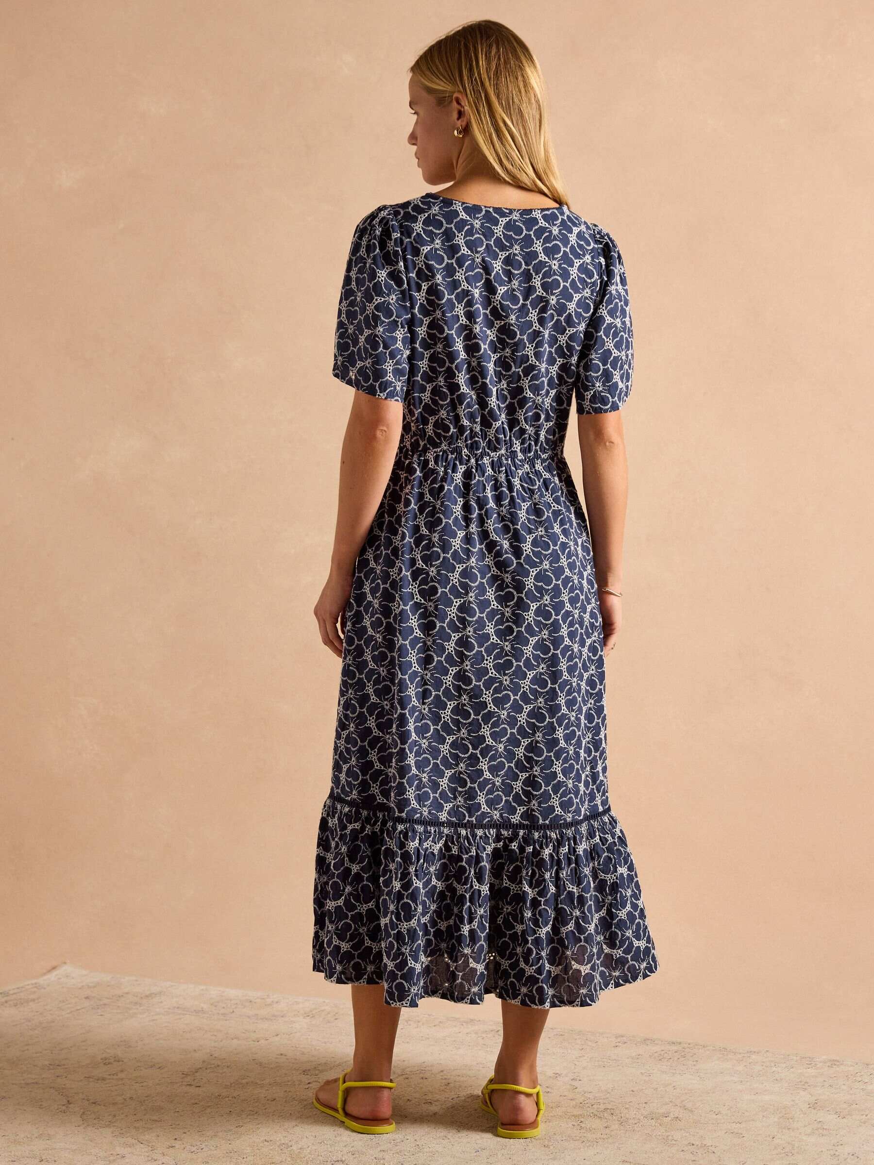 Harriet Navy Broderie Midi Dress