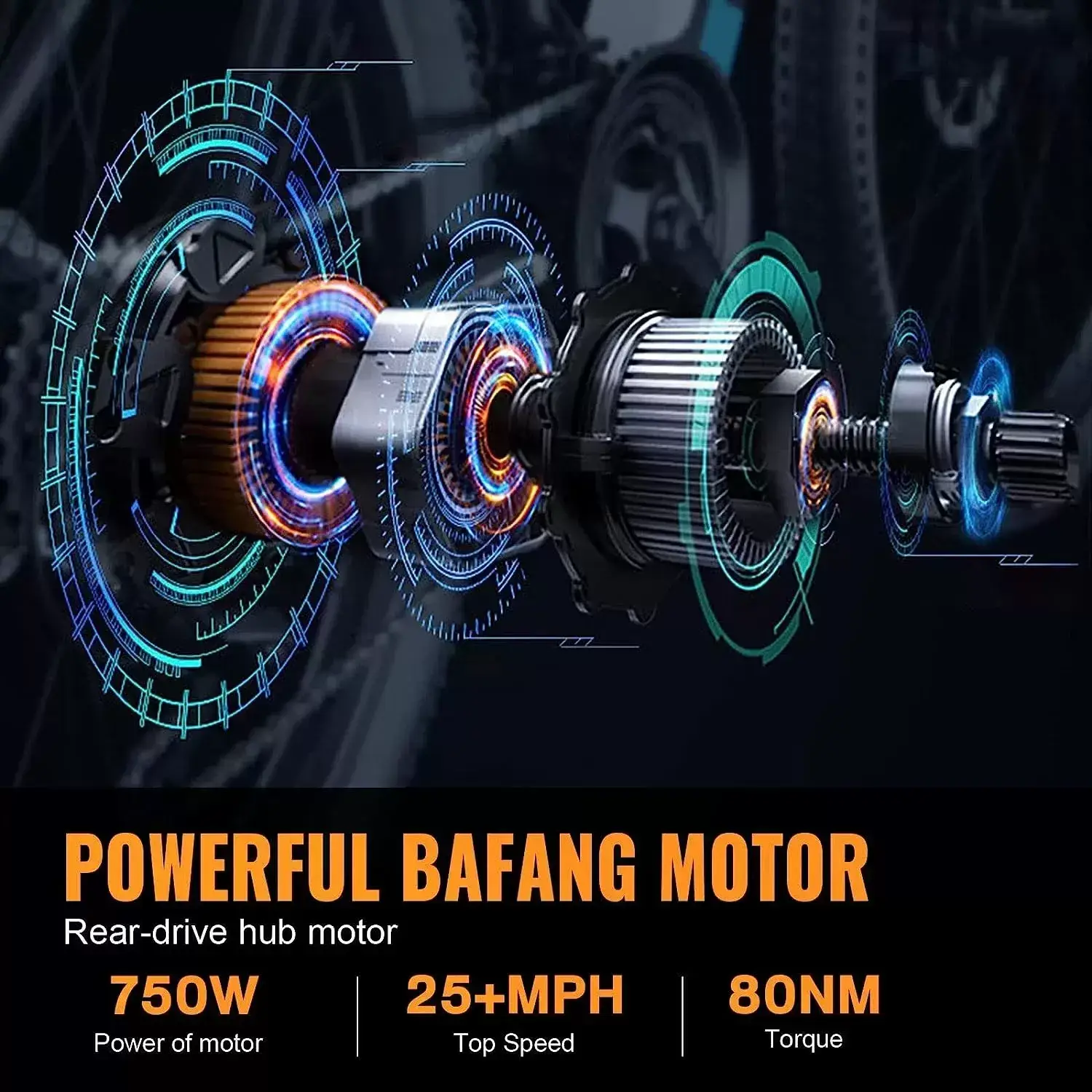 BFISPORT EB26 Electric Bike for Adults 750W/Peak 1000W Electric Bicycle 48V 15AH LG Battery Electric Bike 26