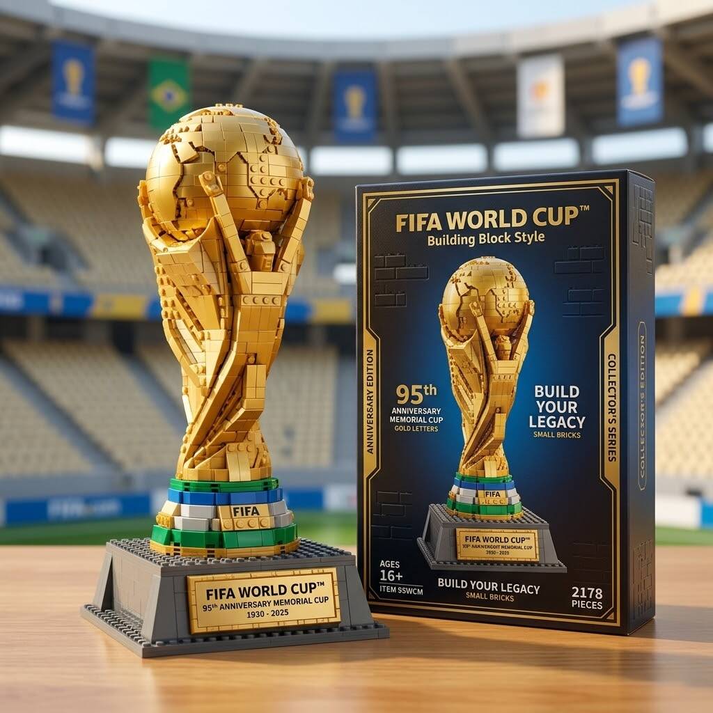 FIFA World Cup 95th Anniversary Building Blocks Set - Collectible Trophy Model
