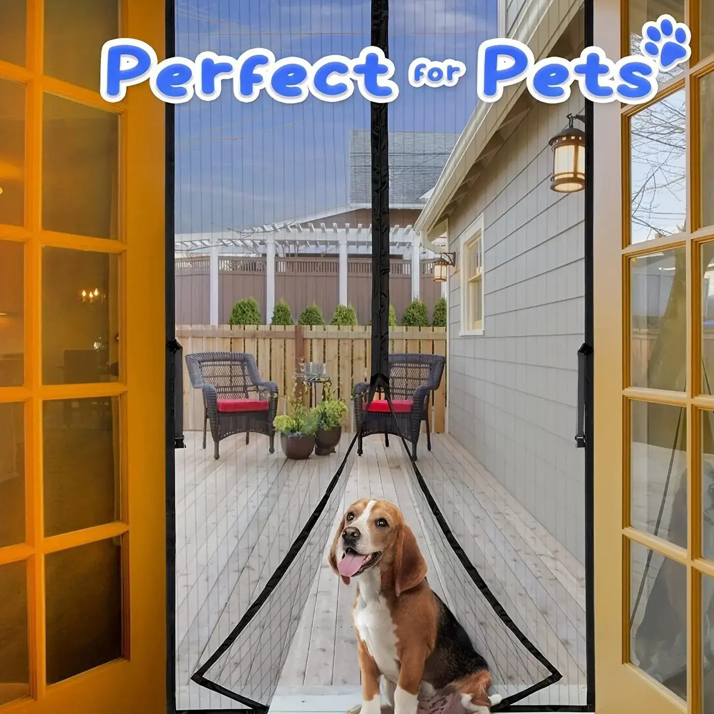 Self-Sealing Heavy-Duty Mesh Partition, Screen Door, Hands-Free Design, Bug-Proof , Pet & Kid Friendly, Available in Two Sizes