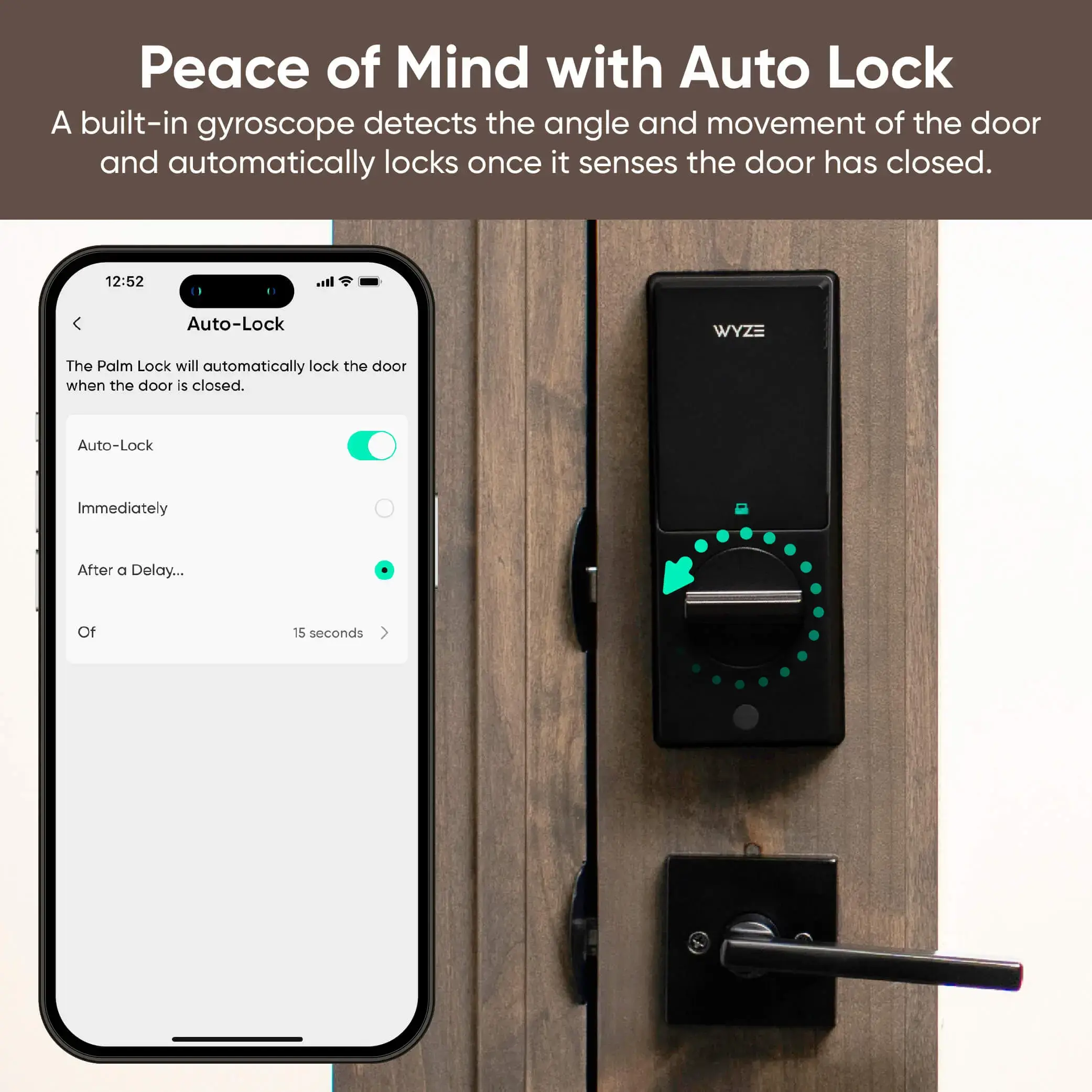 Wi-Fi Palm Recognition Smart Lock for Front Door, Keyless & Touchless Entry, Modern Design, Auto-Lock, Easy Installation, Deadbolt Replacement, IP53 Weatherproof