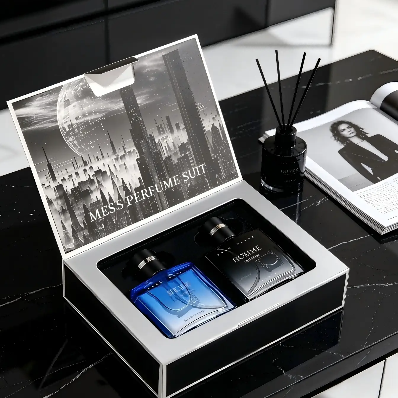 Men's Perfume Gift Set - 2PCS Blue Fresh & Homme Woody Cologne for Men