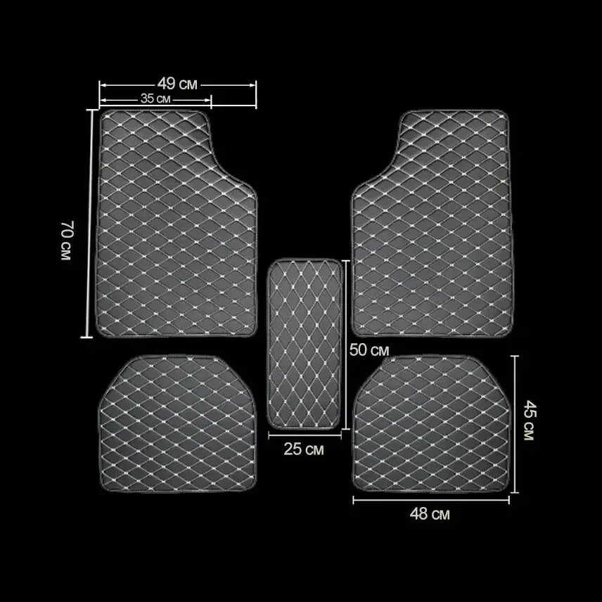 5-Piece Universal PU Leather Car Floor Mats - Waterproof Auto Interior Protection