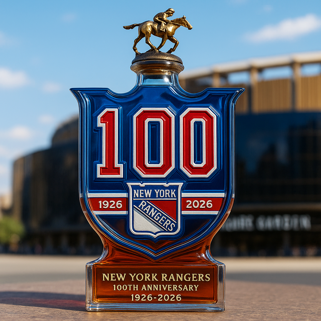 New York Rangers 100th Anniversary Whiskey Bottle