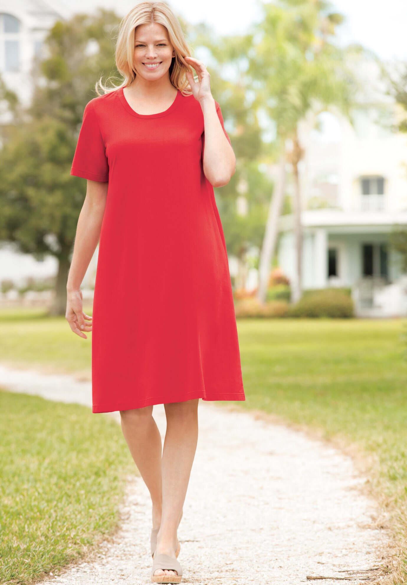 Perfect Short-Sleeve Crewneck Tee Dress