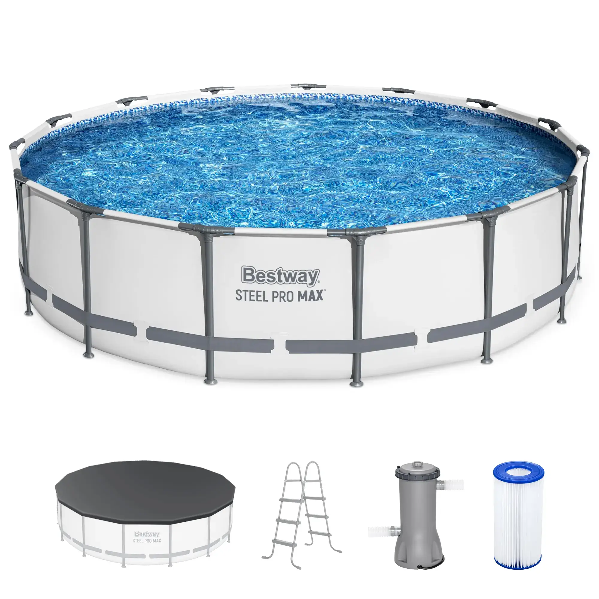 Bestway Steel Pro MAX Round Above Ground Swimming Pool Outdoor