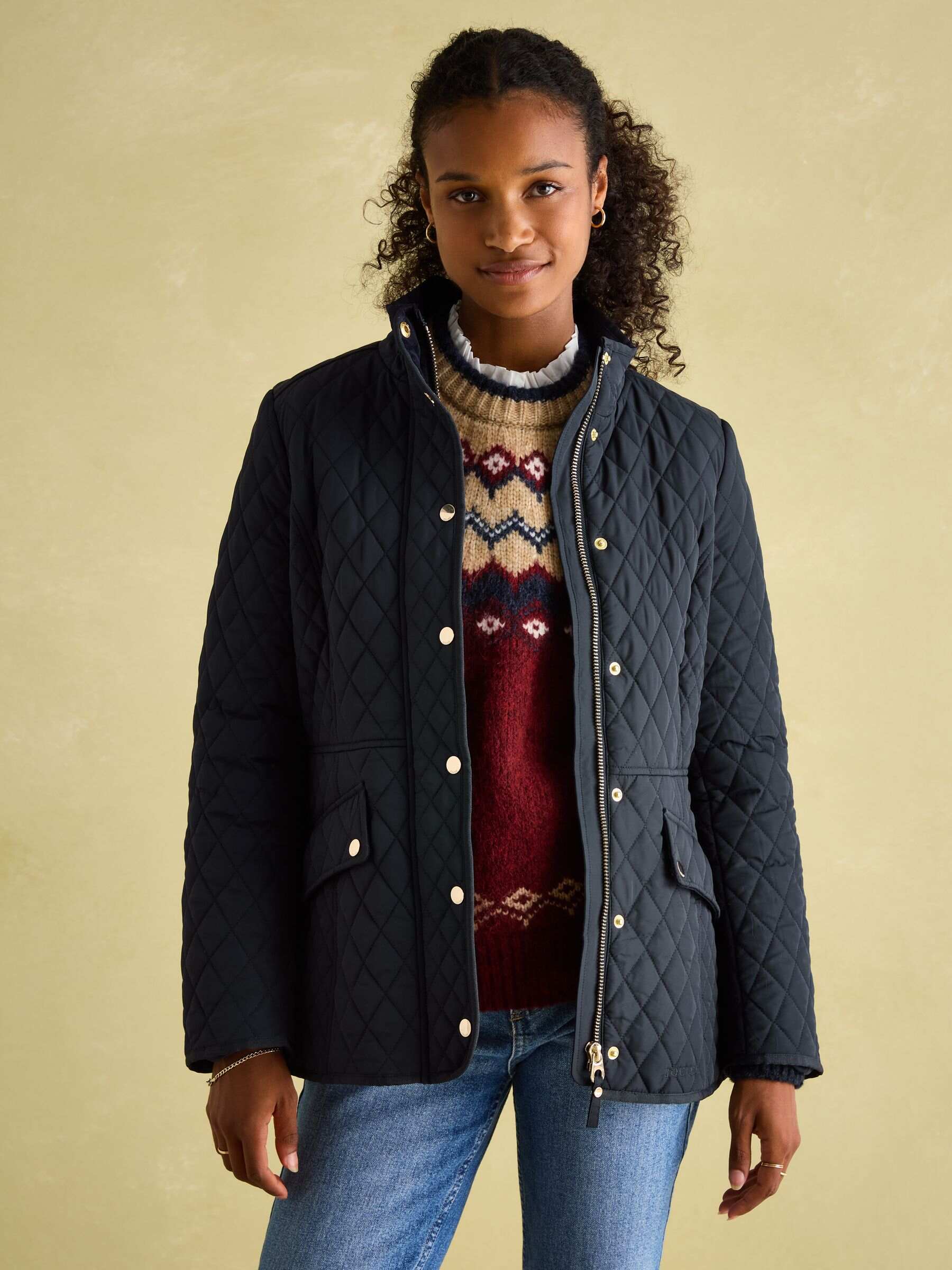 Allendale Navy Blue Showerproof Diamond Quilted Coat