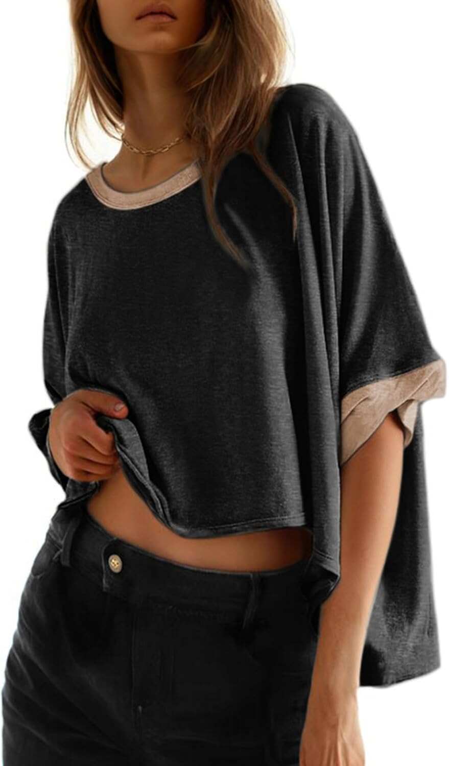 🔥 Last Day For Clearance!Summer Shirts 2026 Womens Solid T Shirts for Women Loose Oversized Tops Basic Tee