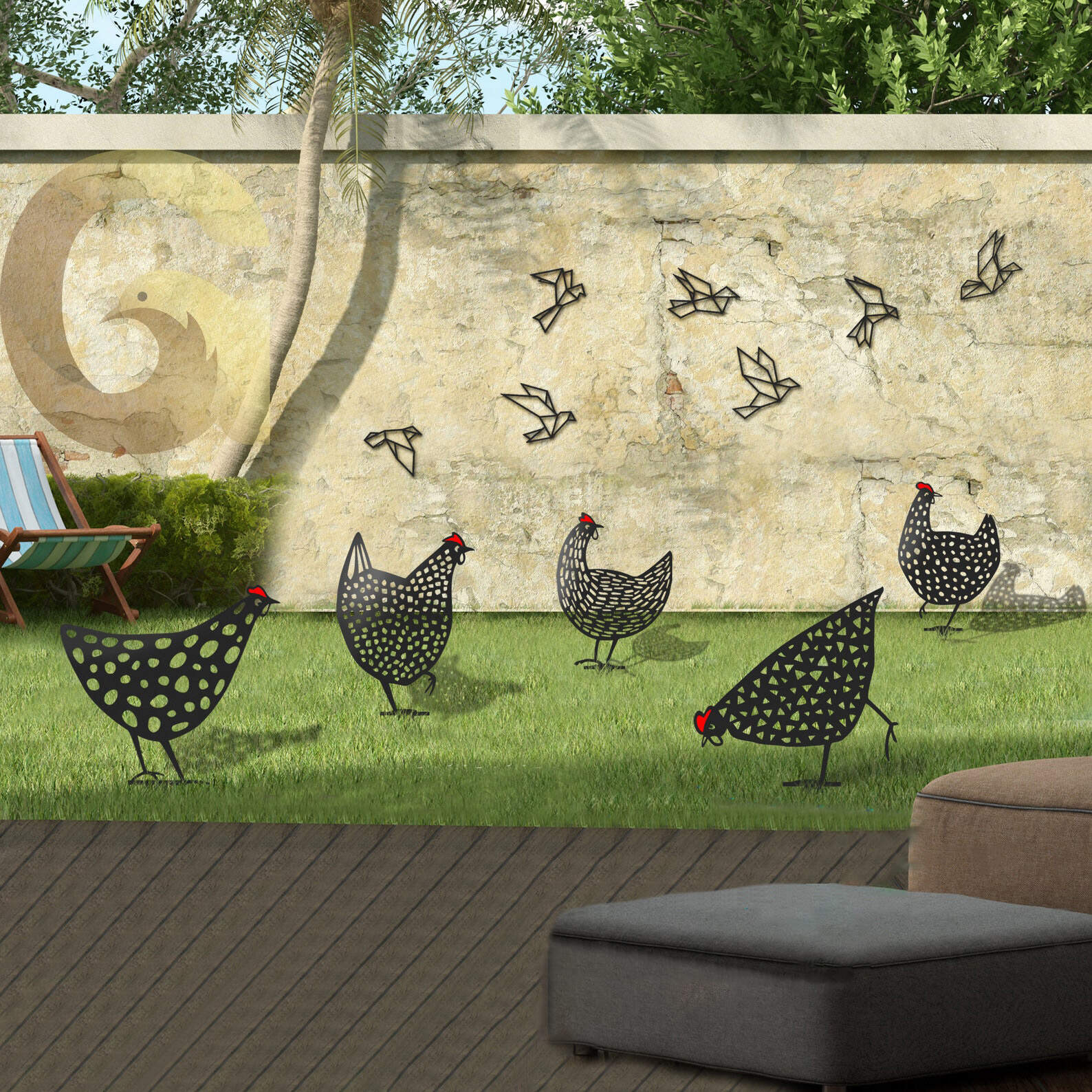 Metal Chicken Yard Art