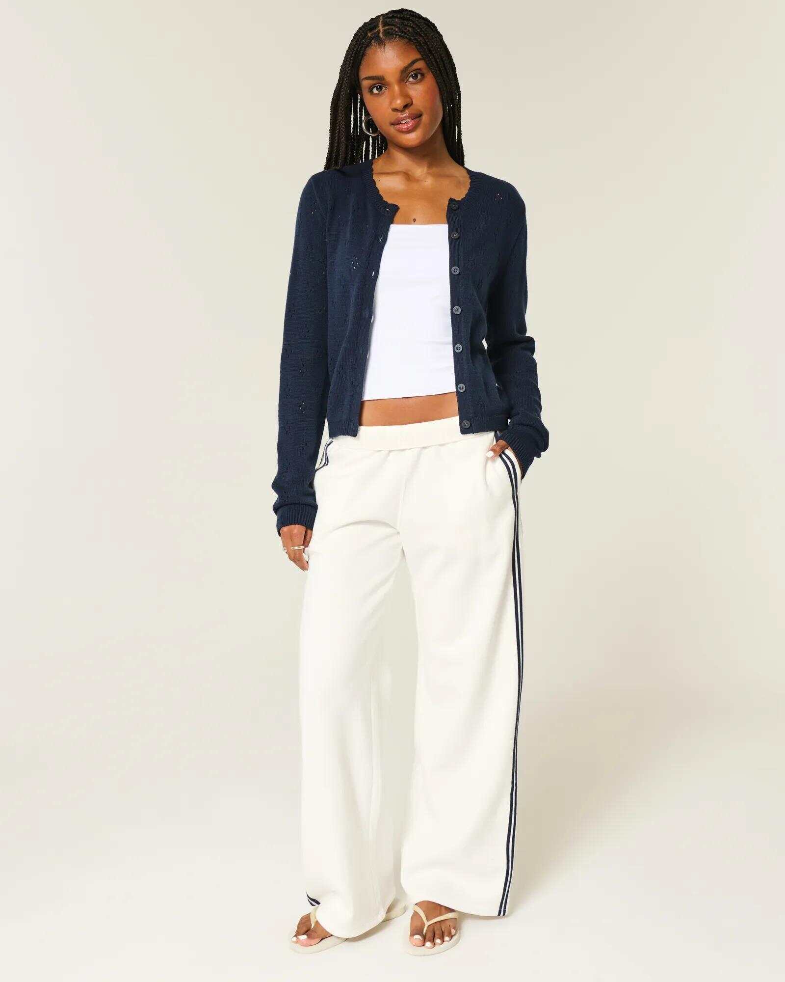 Eyelet Crew Cardigan