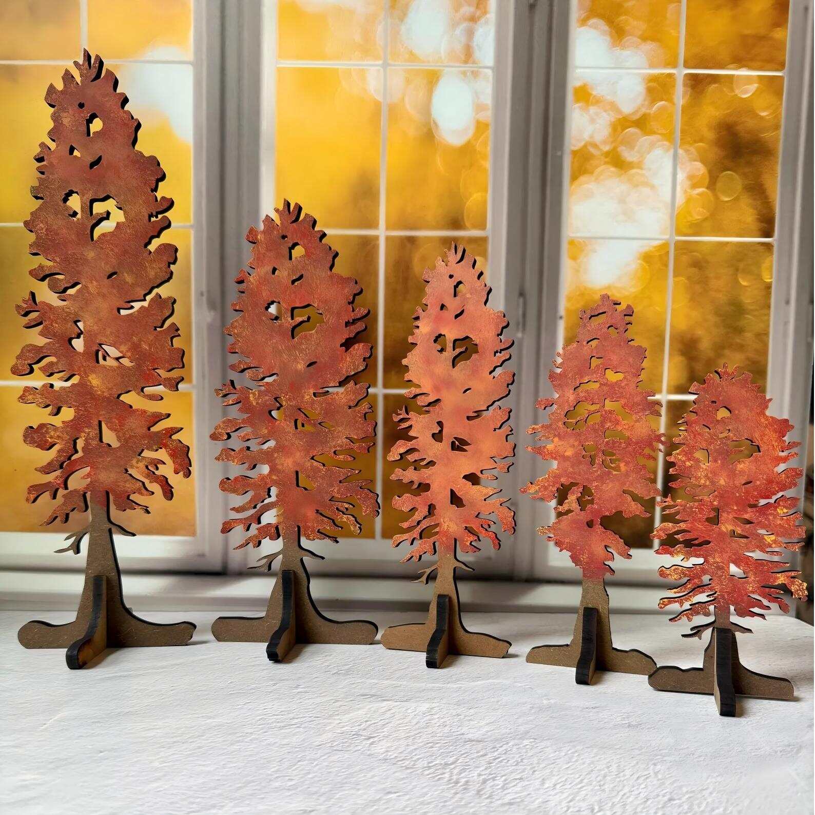 Free standing Fall Trees red-orange🍁🎃