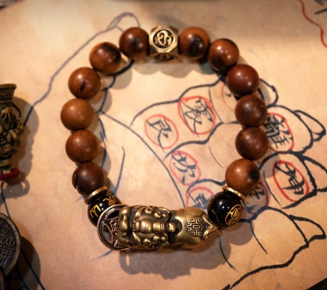 Wealth - Attracting Pi Xiu Jujube Wood Bead Bracelet