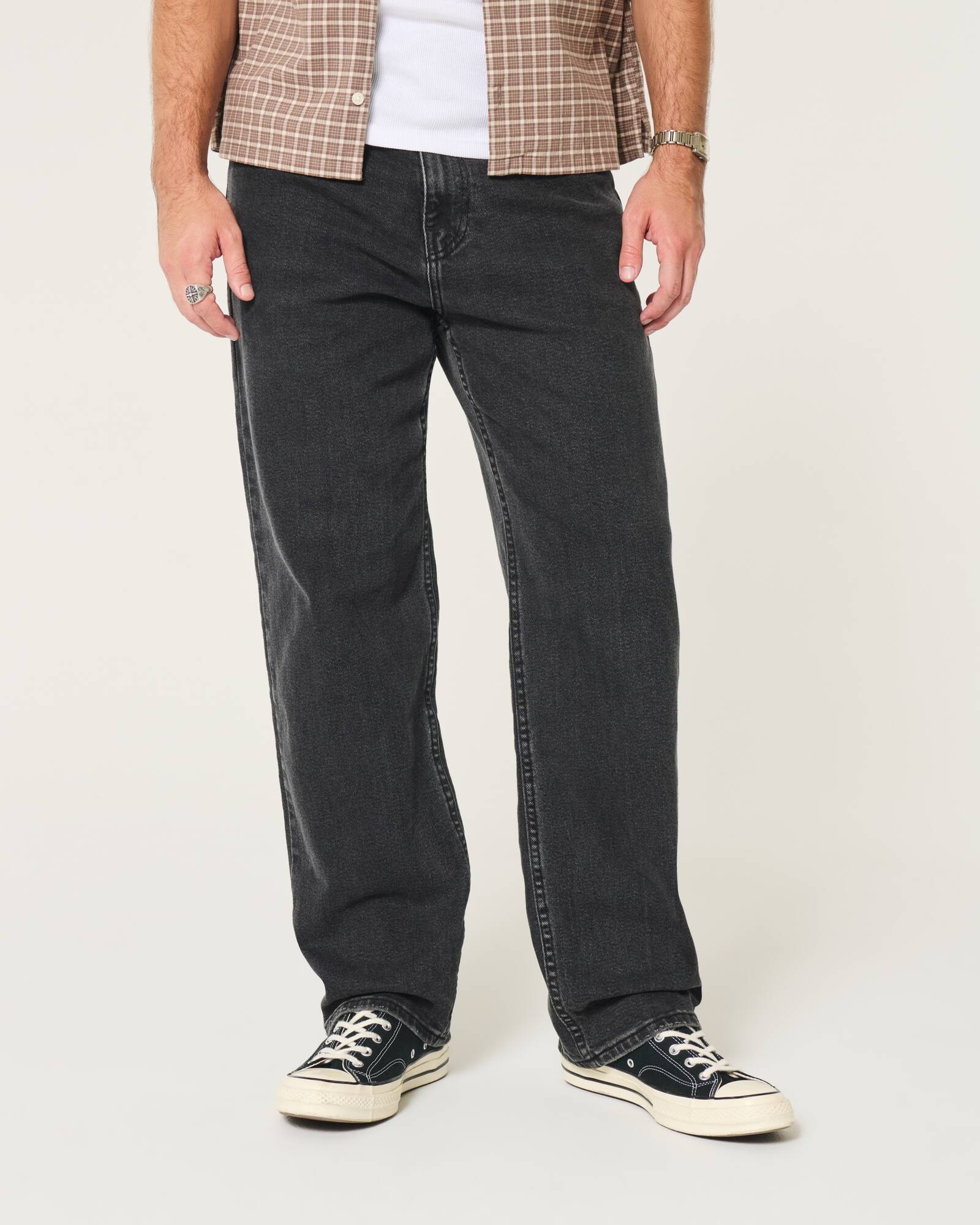 Railroad Stripe Baggy Painter Jeans