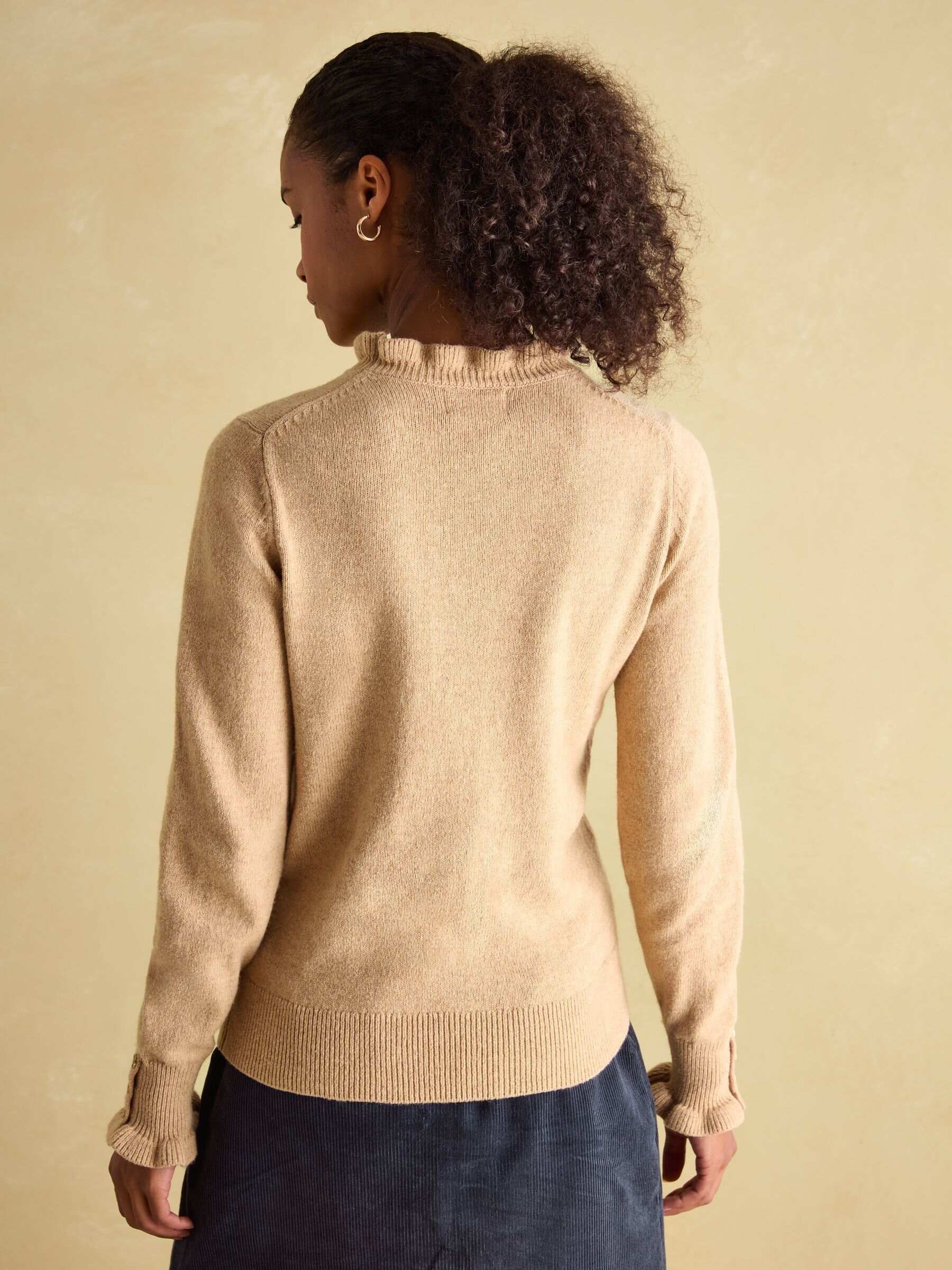 Edith Oat Frill Neck Jumper