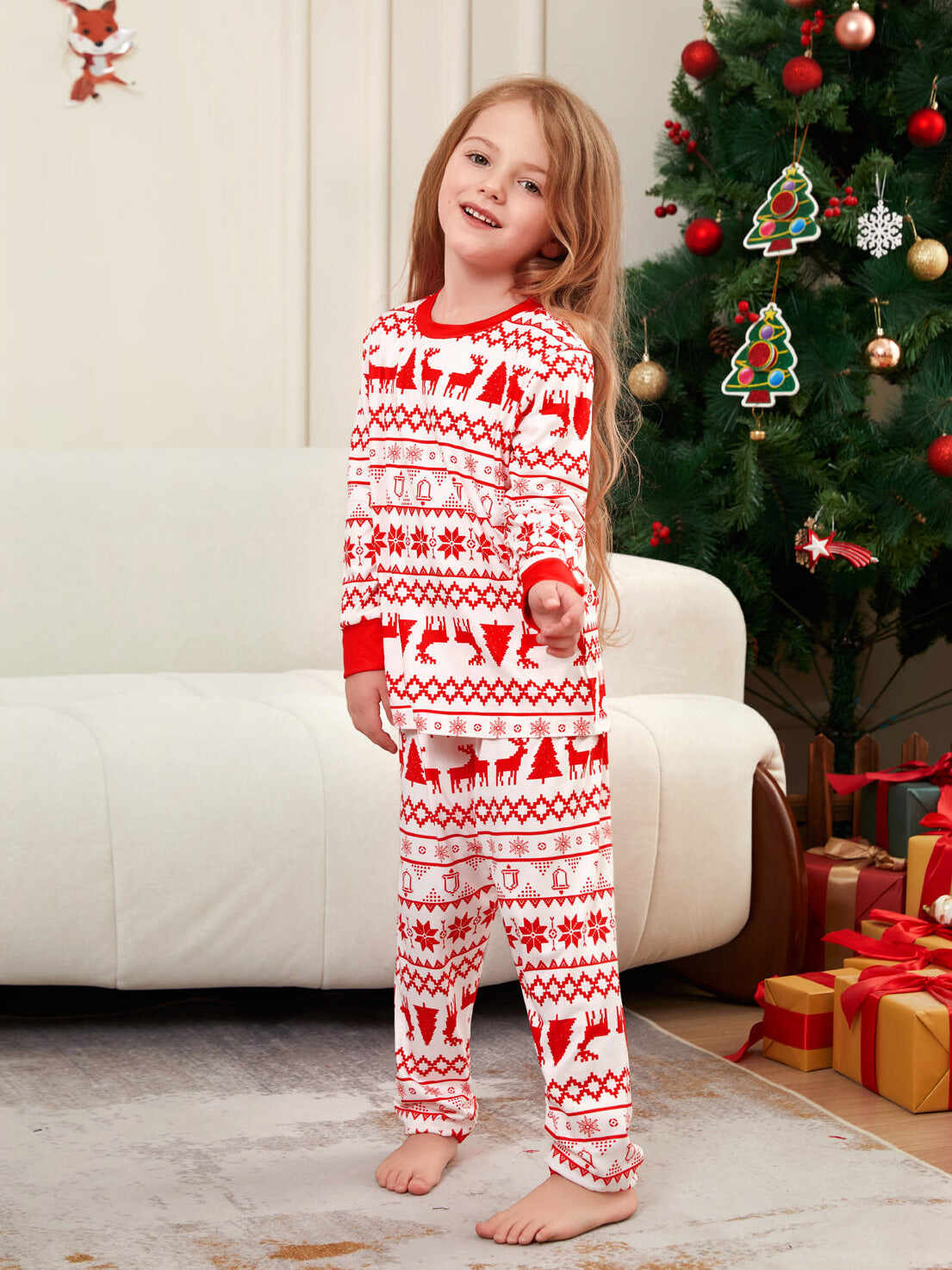 Moose Cartoon Printed Family Matching Christmas Pajamas Sets