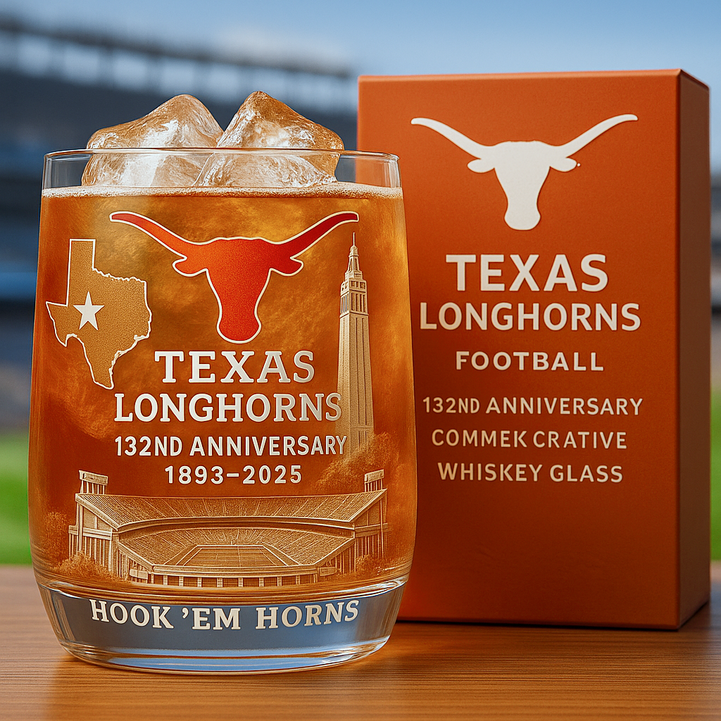 Texas Longhorns 132nd Anniversary Whiskey Glass