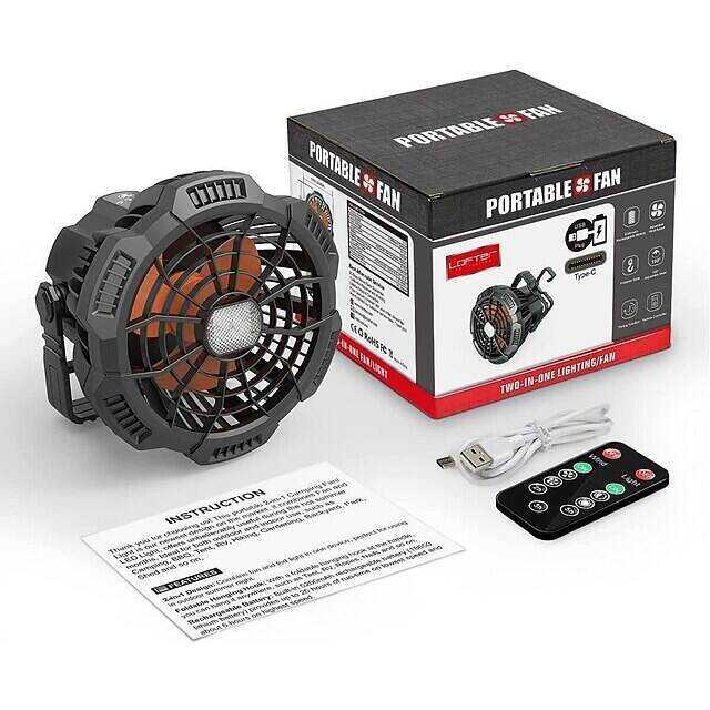 Outdoor Camping Fan and LED Light 2-in-1 Rechargeable Explosive Charging Camping Fan Light Tent Light Wild Fishing Portable Lighting