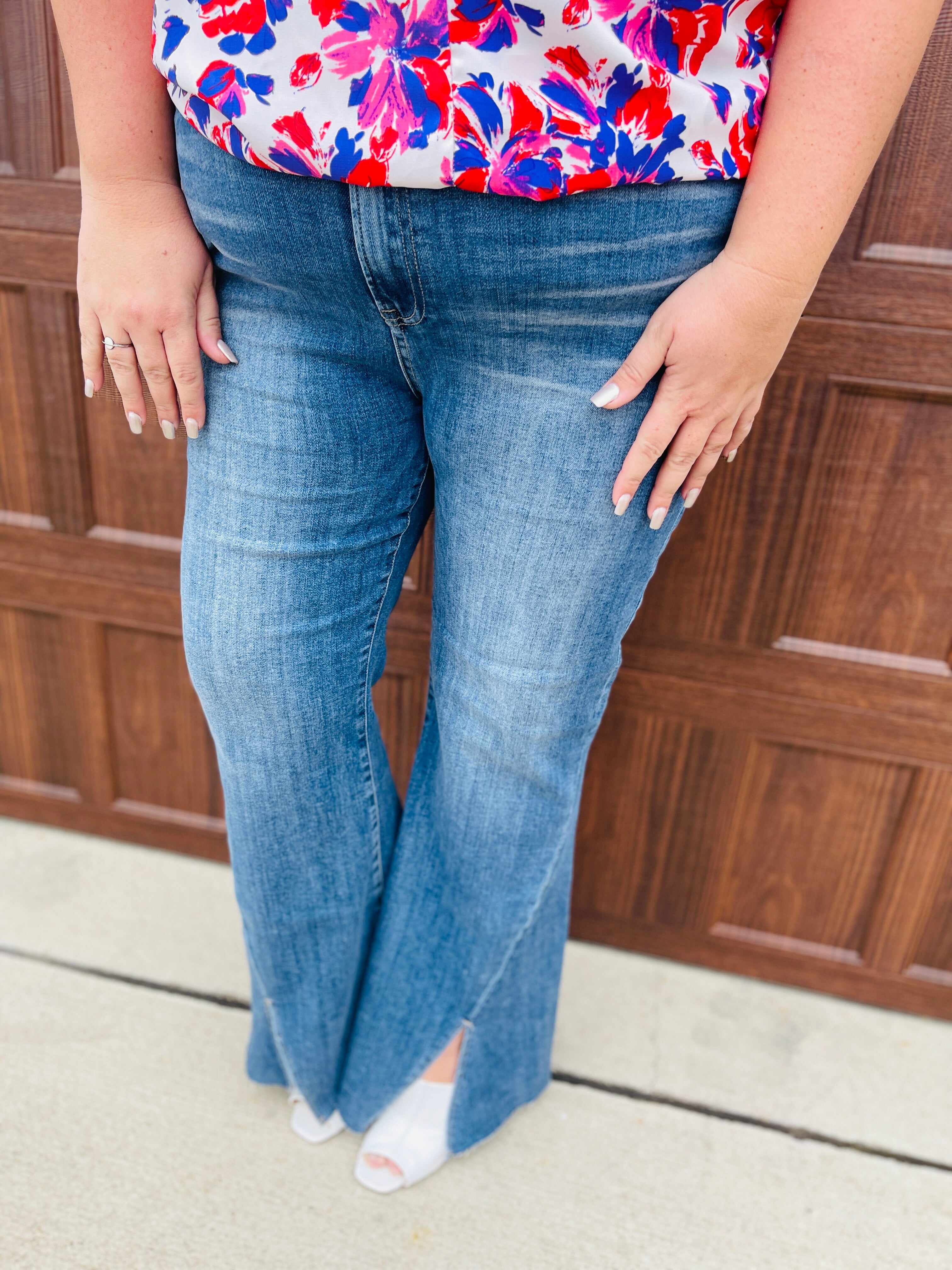 Risen Plus/Reg Hi-Rise Twist And Shout Your Love Flare Jeans