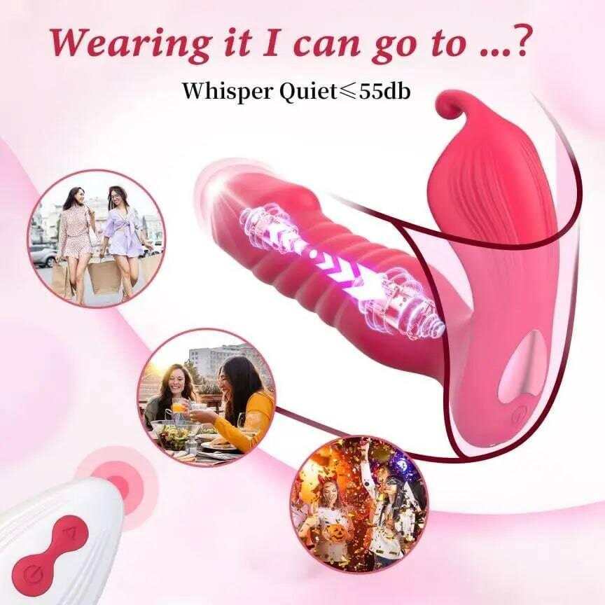 Wearable Tongue Licking G-Spot Vibrator – Remote Control Thrusting Dildo