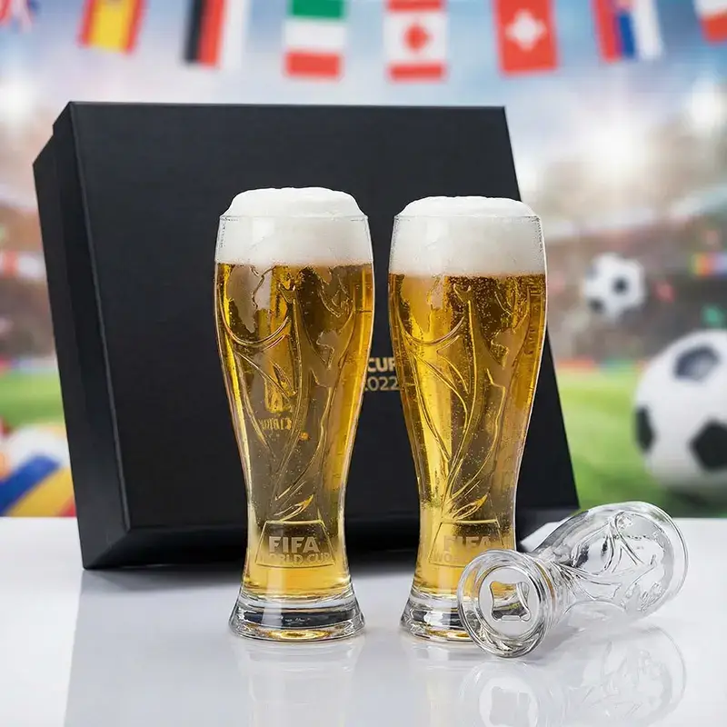 2026 Gift Set!  2 Large Ceramic Beer Mugs & Gold Trophy Opener | Durable Drinkware for Soccer Lovers & Home Bar ️ Reuse