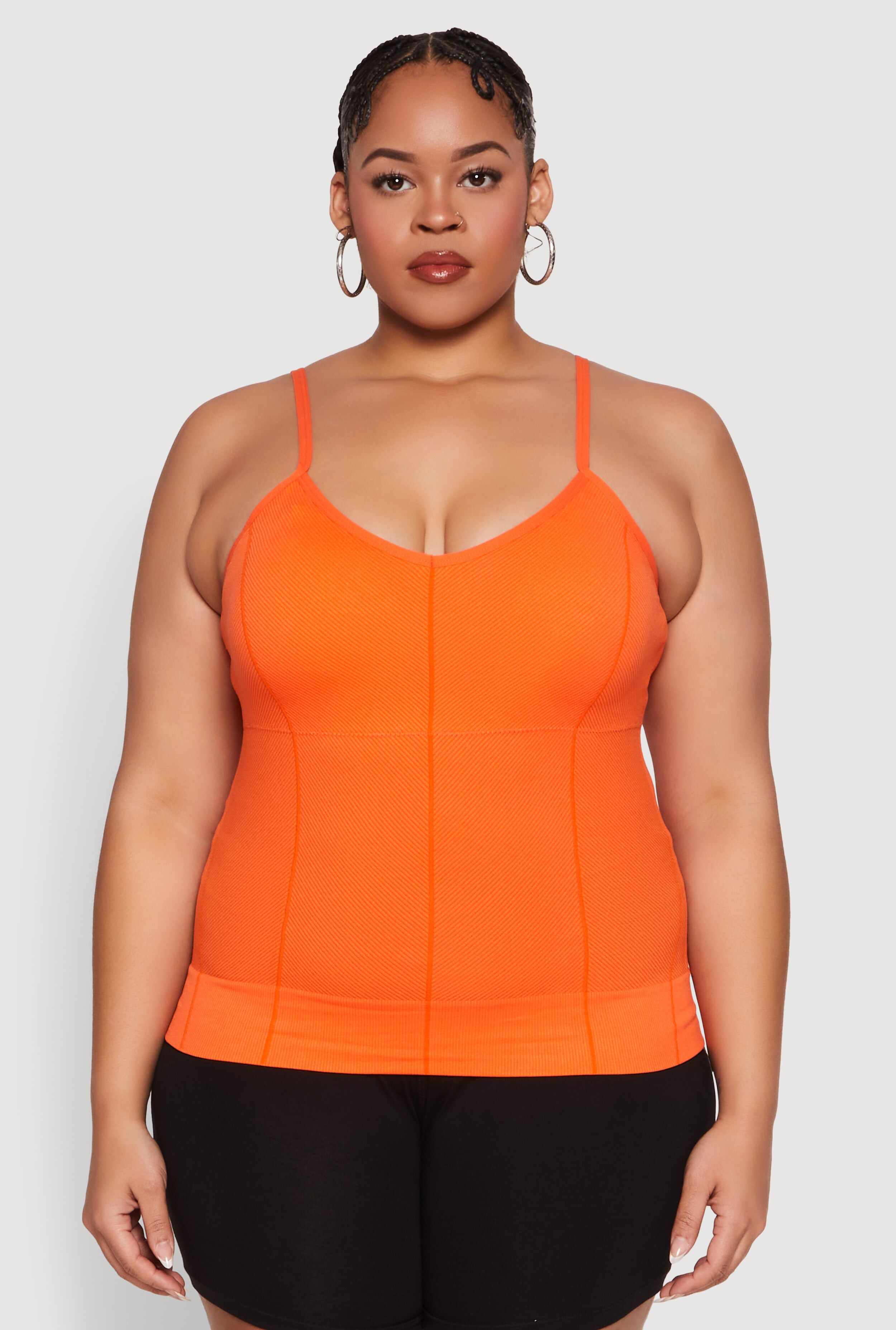 Plus Size Seamless Ribbed V Neck Cami