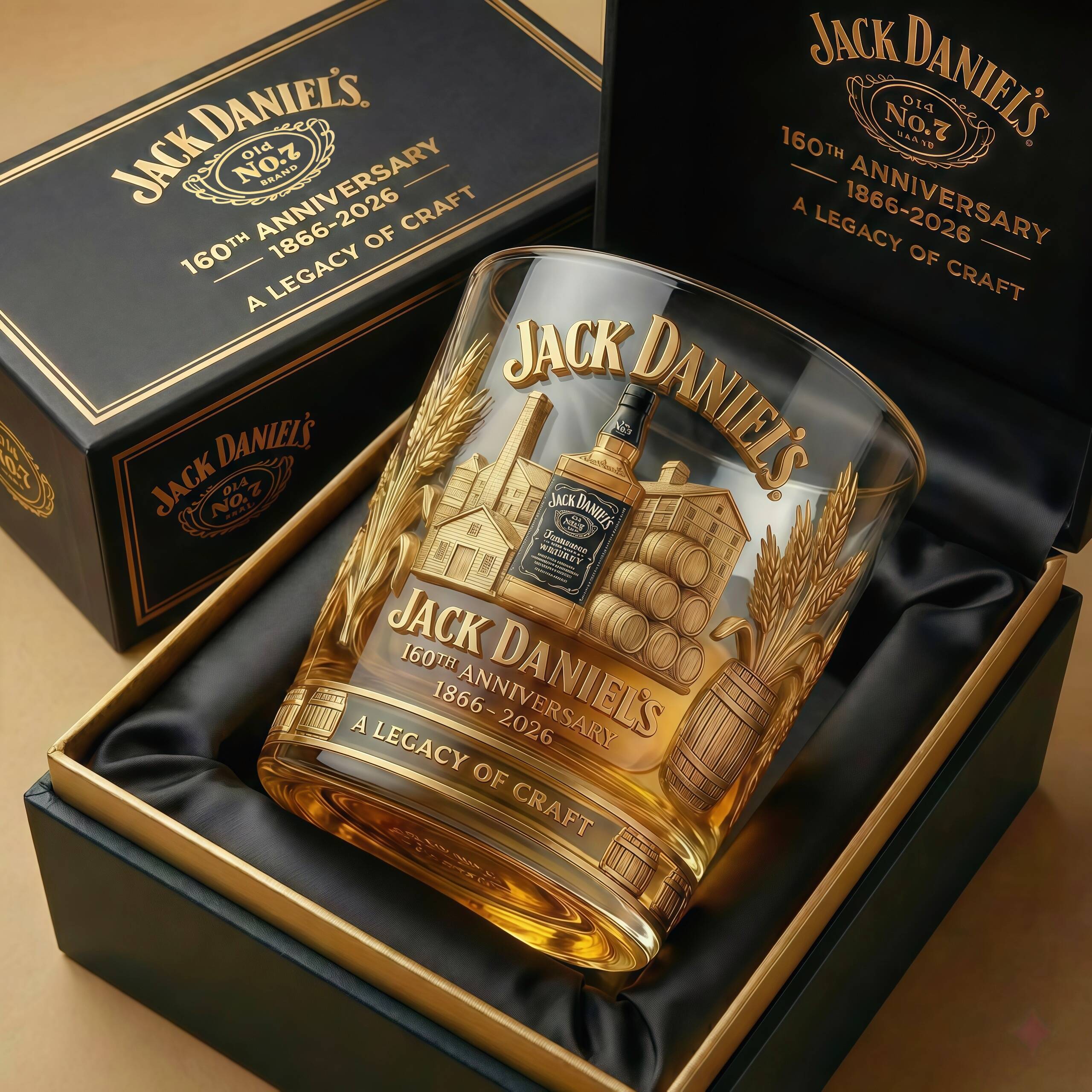 Jack Daniel's 160th Anniversary Commemorative Whiskey Glass