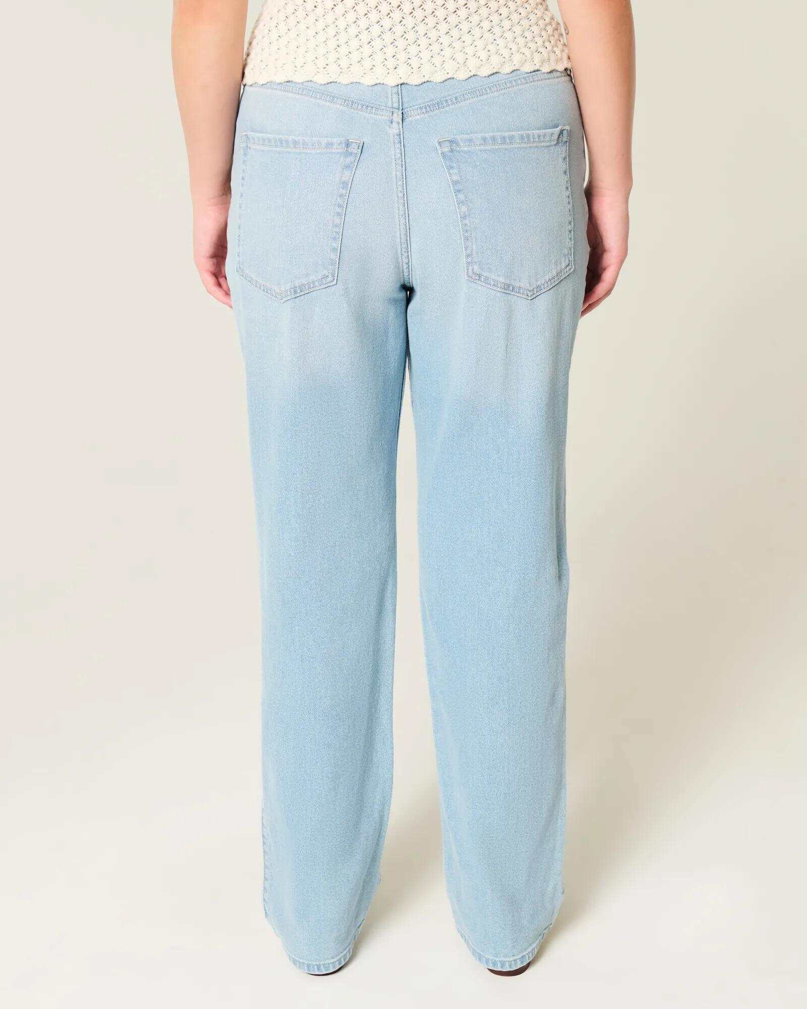 High-Rise Washed Black Straight Jeans