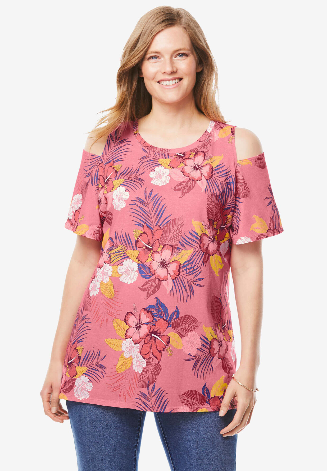 Short-Sleeve Cold-Shoulder Tee