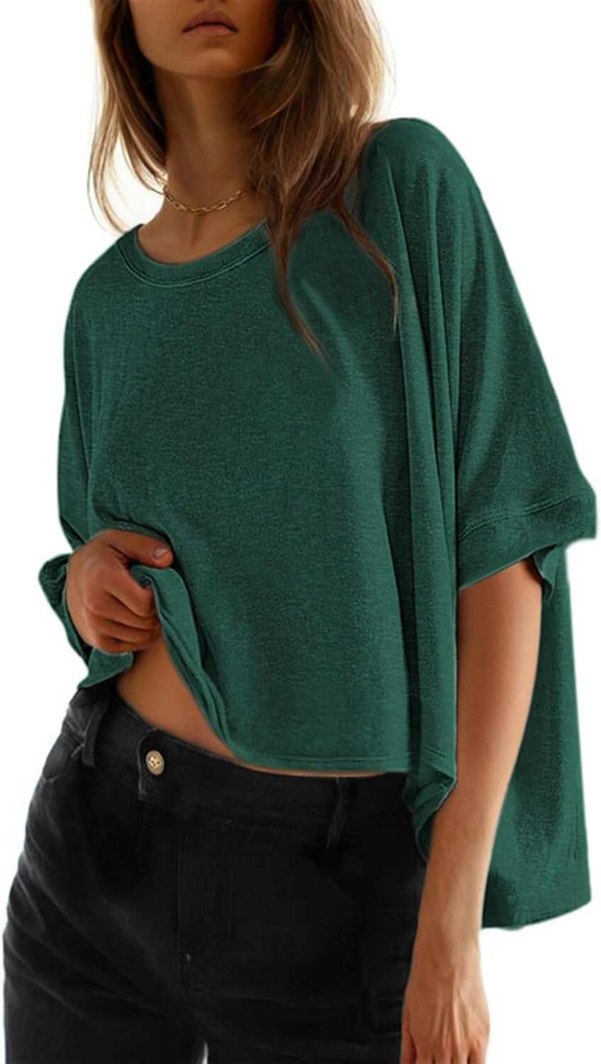 🔥 Last Day For Clearance!Summer Shirts 2026 Womens Solid T Shirts for Women Loose Oversized Tops Basic Tee