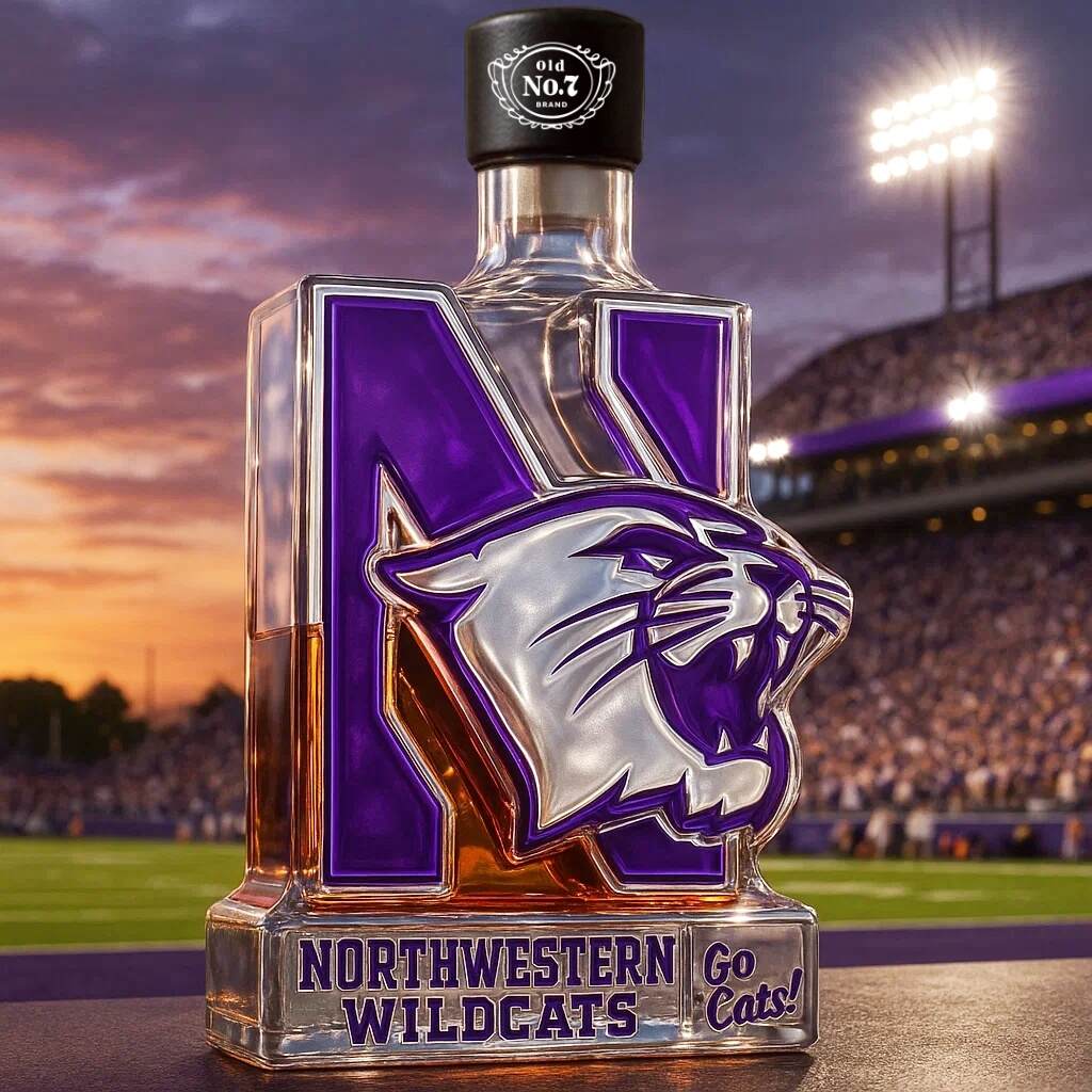 Northwestern Wildcats Limited Edition Whiskey Bottle
