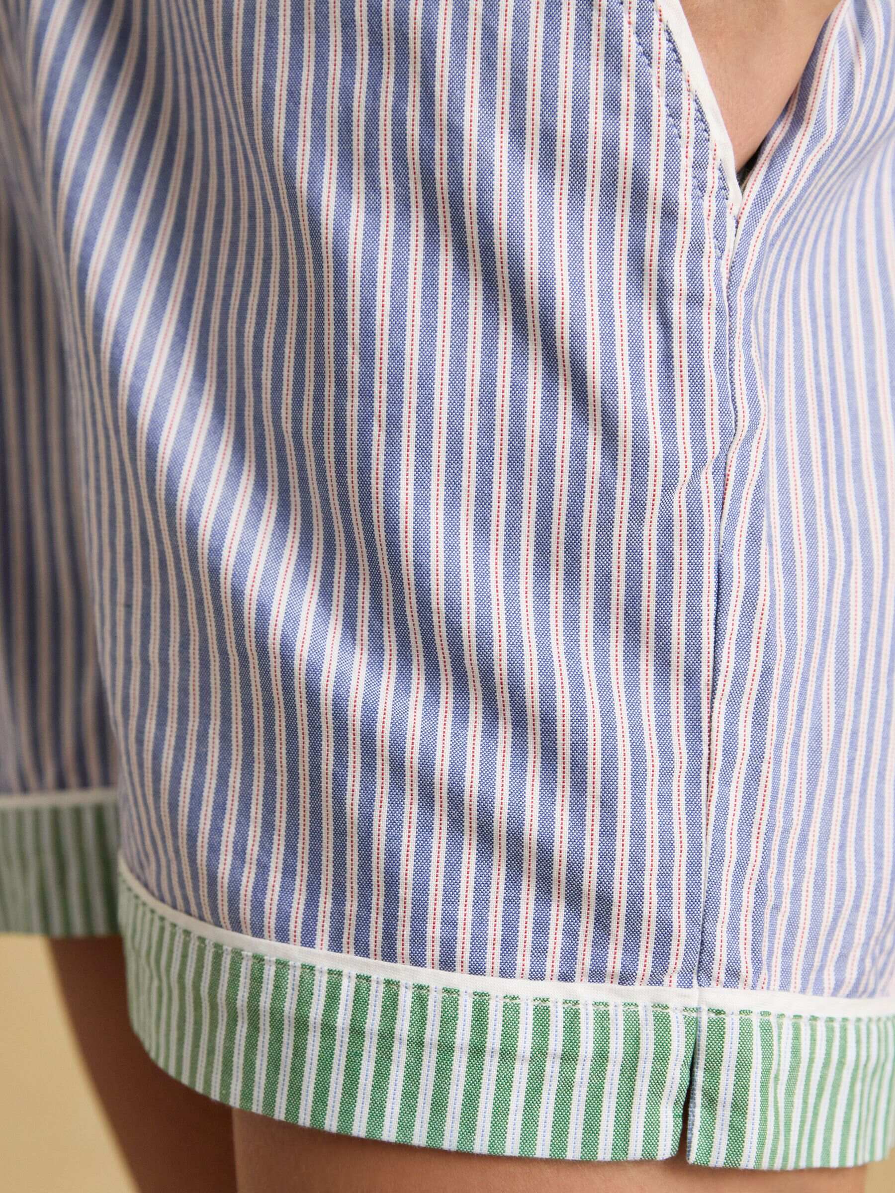 Blue Cotton Pull On Striped Shorts