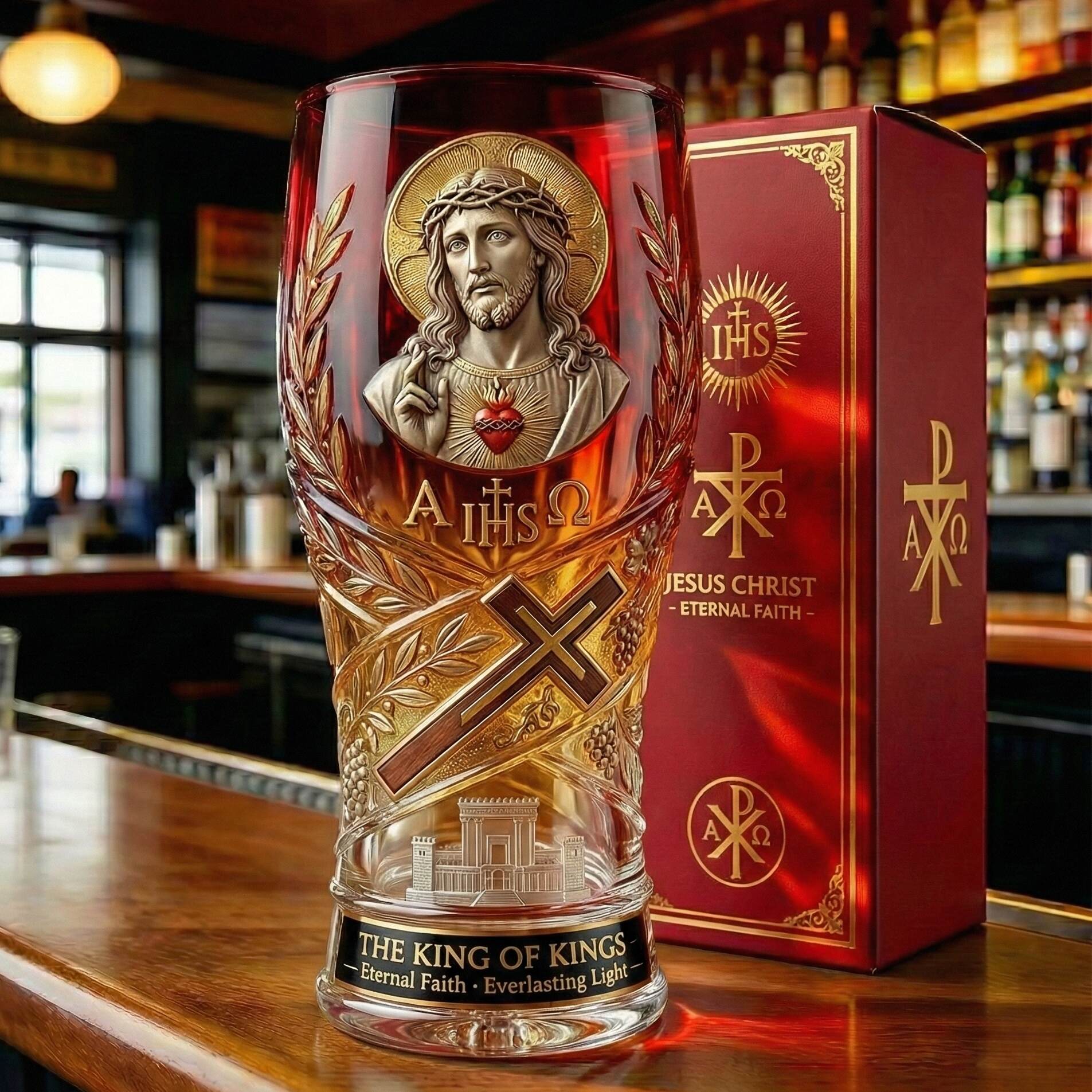 Jesus Christ Blessing Glass