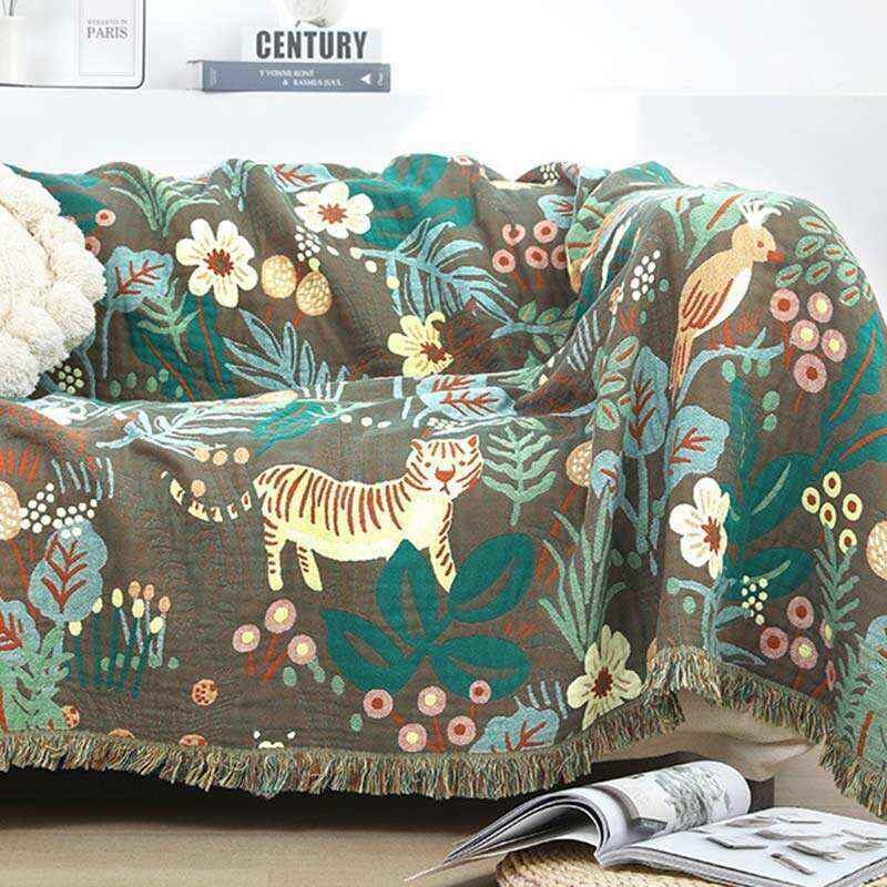 Forest Tiger Reversible Pattern Gauze Blanket