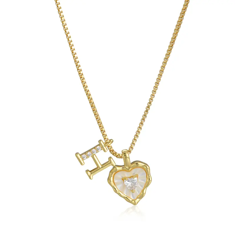 🔥Last Day 69% OFF ✨Gold Shell Heart CZ A-Z Initial Necklace, Valentine's Day Jewelry Gift