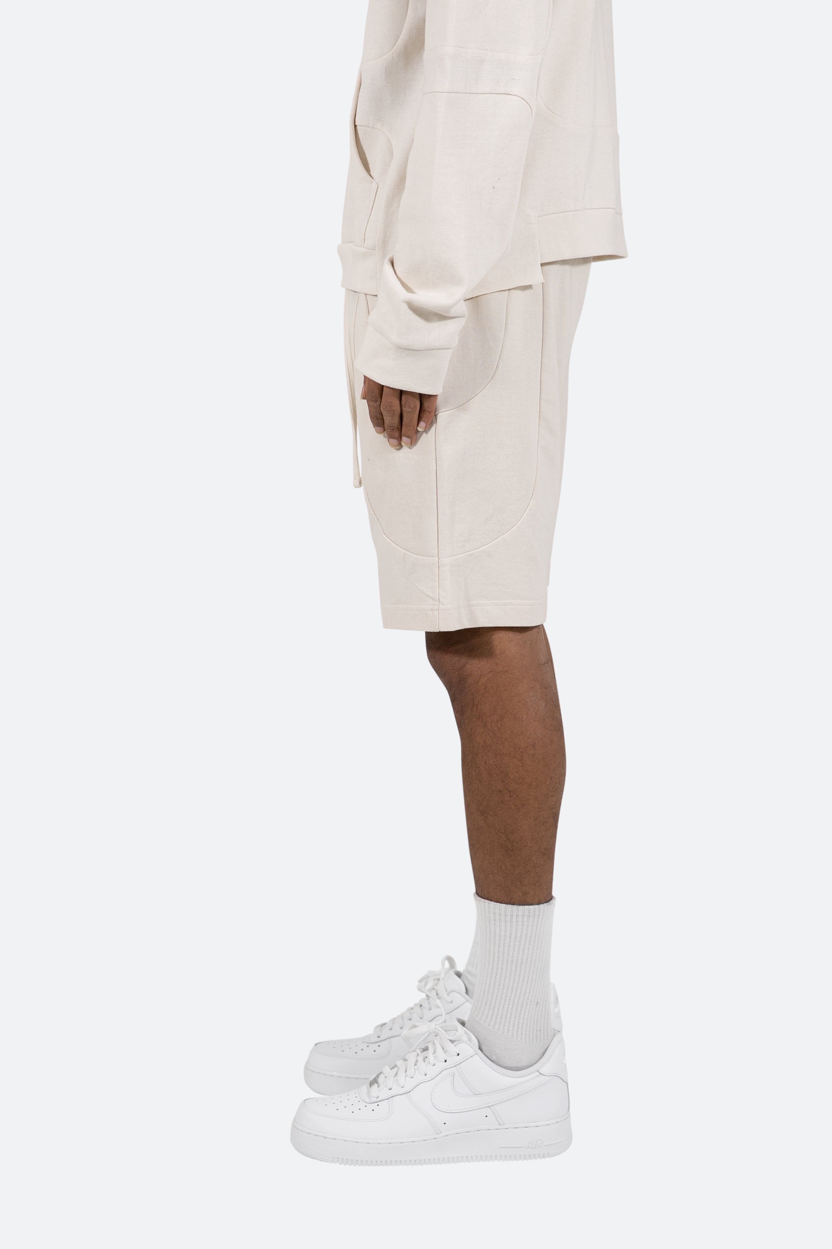 Geo Paneled Sweatshorts - Off White