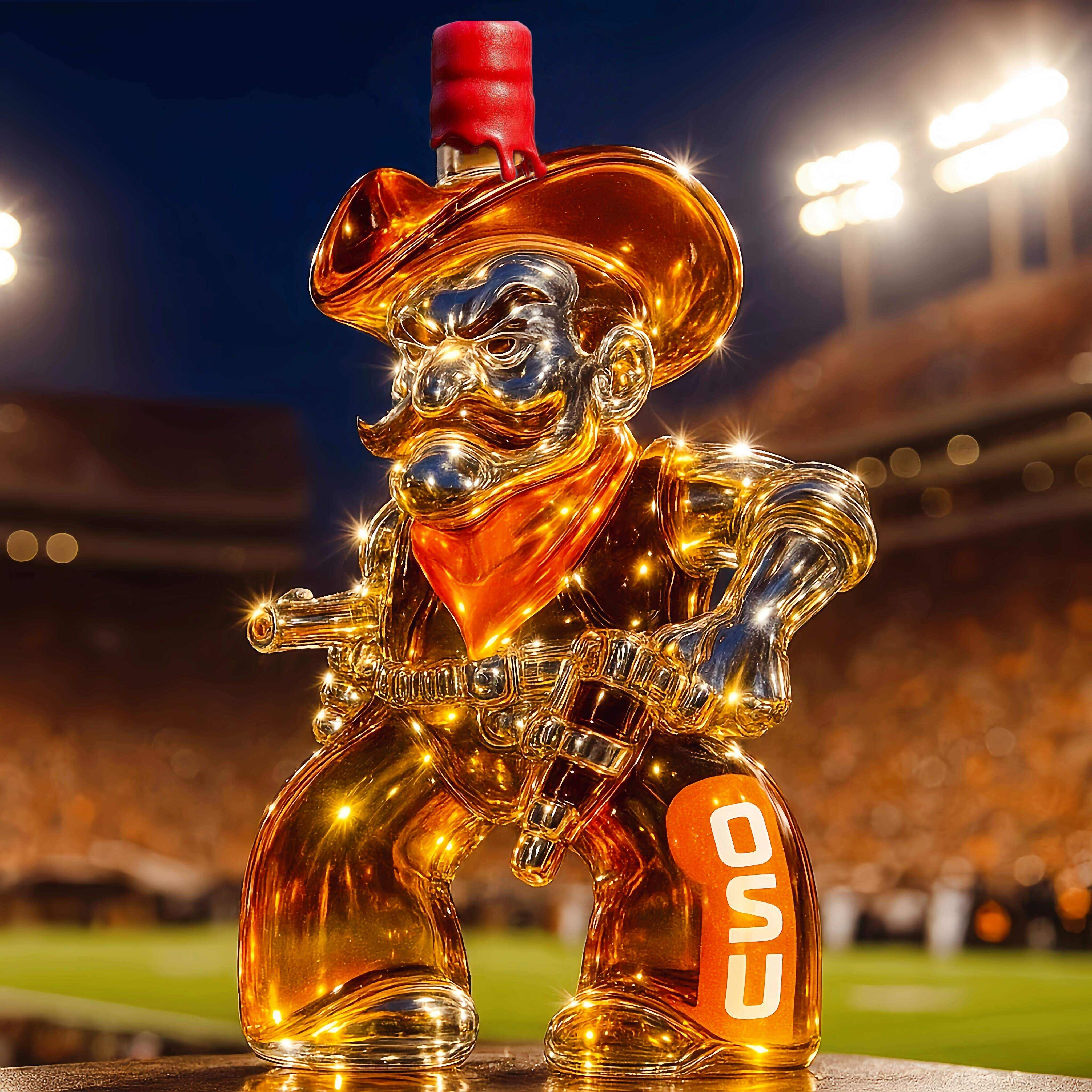 Oklahoma State Cowboys Whiskey Bottle