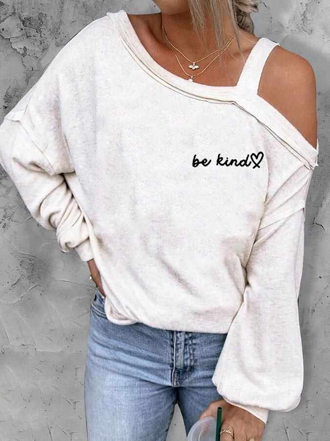 Women's Be Kind The World Is A Better Place With You In It Print Casual Balloon Sleeve T-Shirt