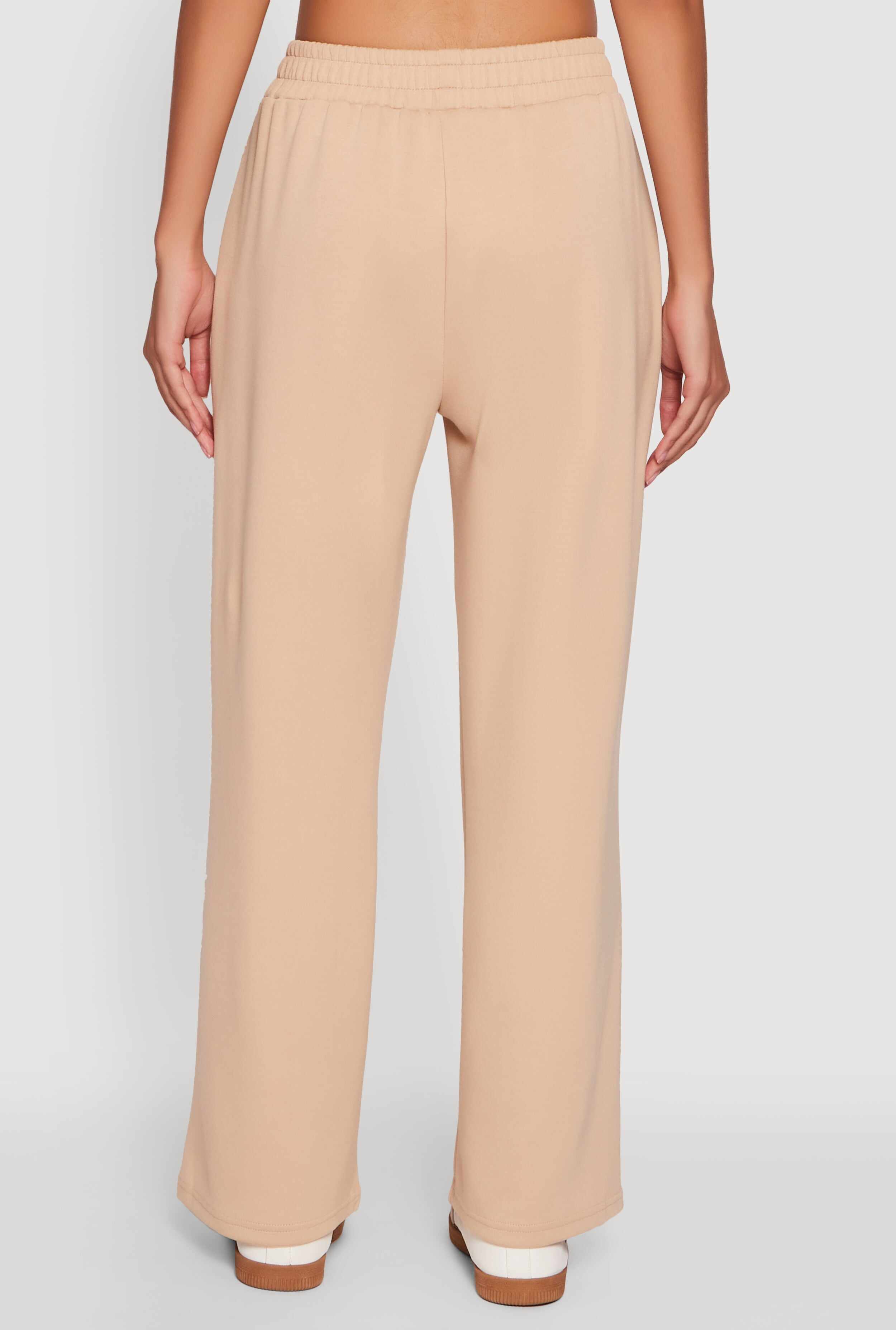 Contrast Trim Mid Rise Wide Leg Sweatpants