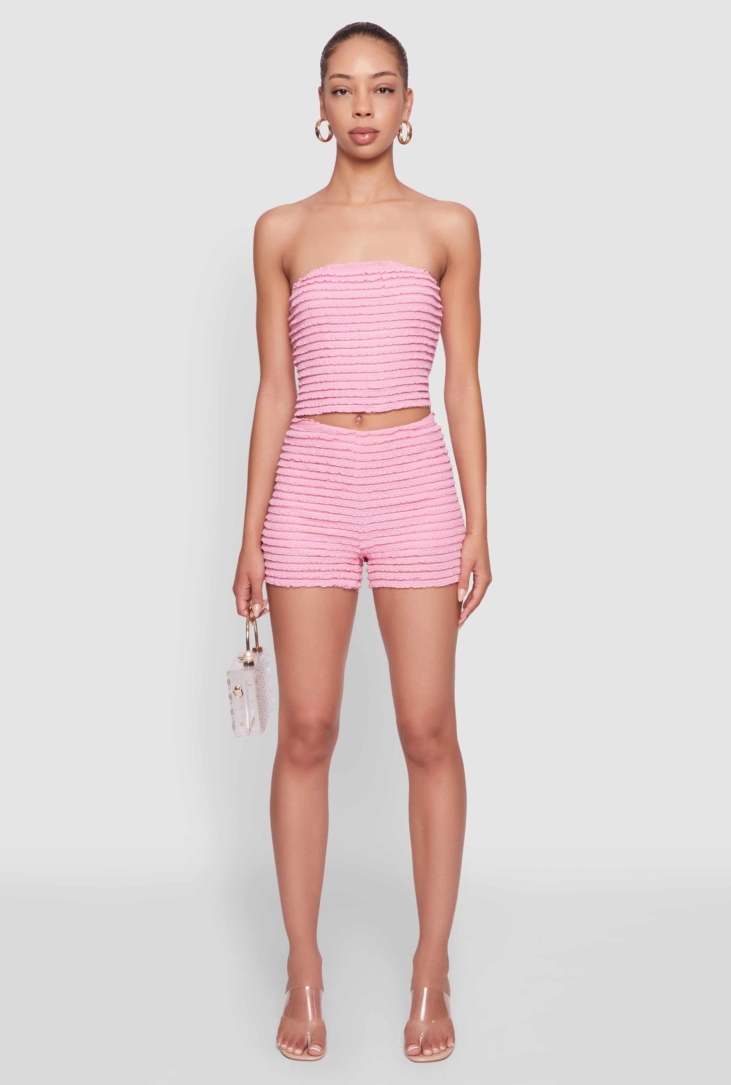 Haute Monde Stylish Tiered Lace Ruffle Shorts