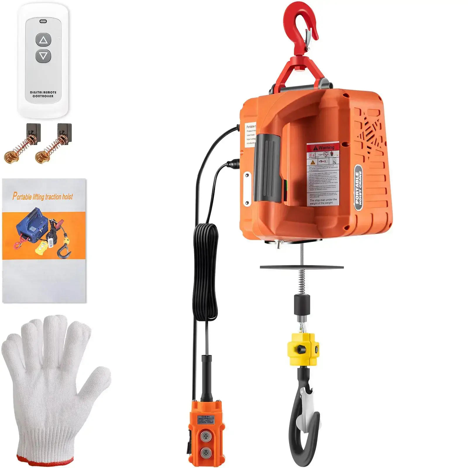 3-in-1 Electric Hoist Winch Tools1100lbs 1500W Portable Power Winch Crane110V/120V22.9 ft Lifting Height13 ft/minManual-Wired-Wireless Remote ControlOverload Protection