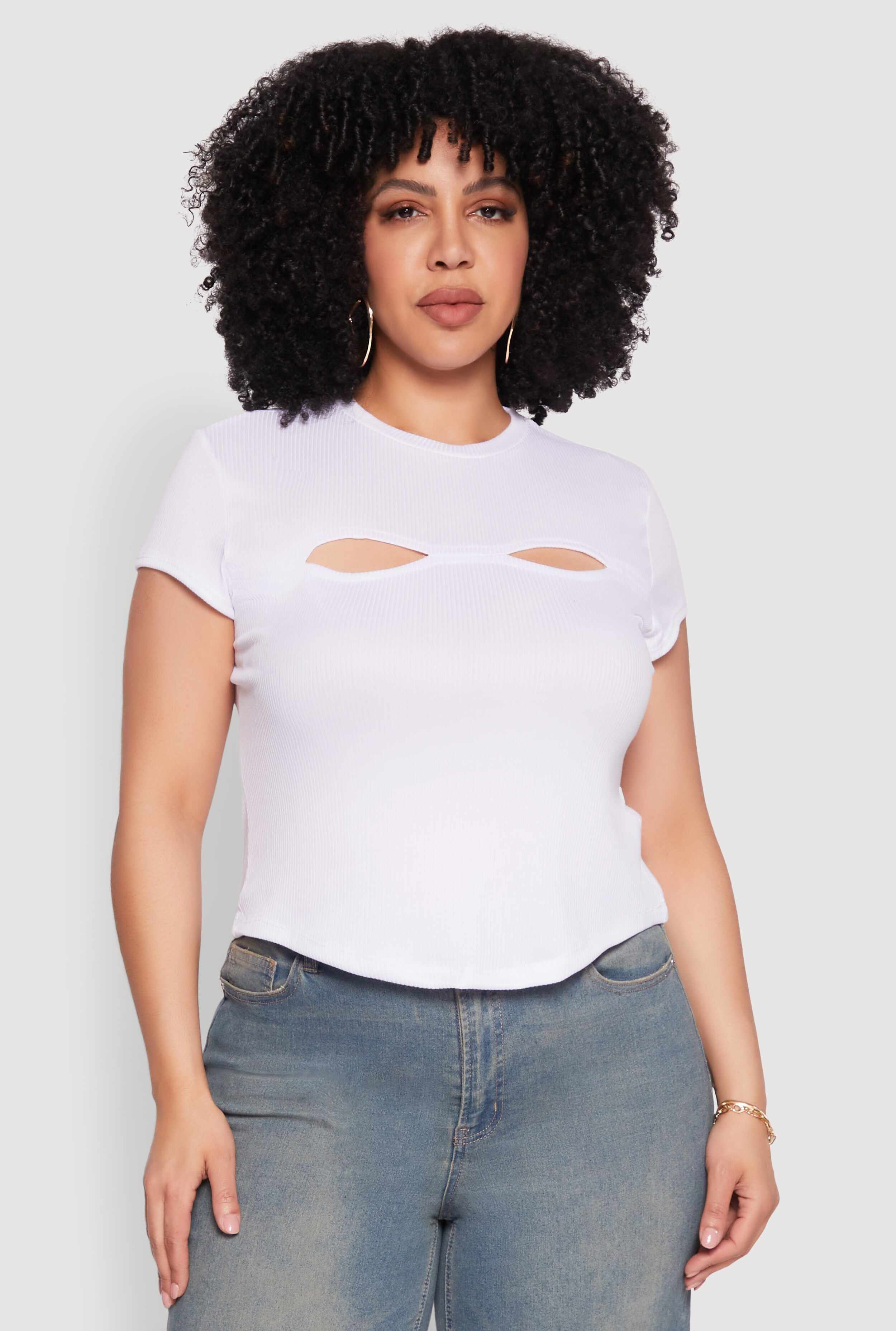Plus Size Cut Out Rib Knit Top