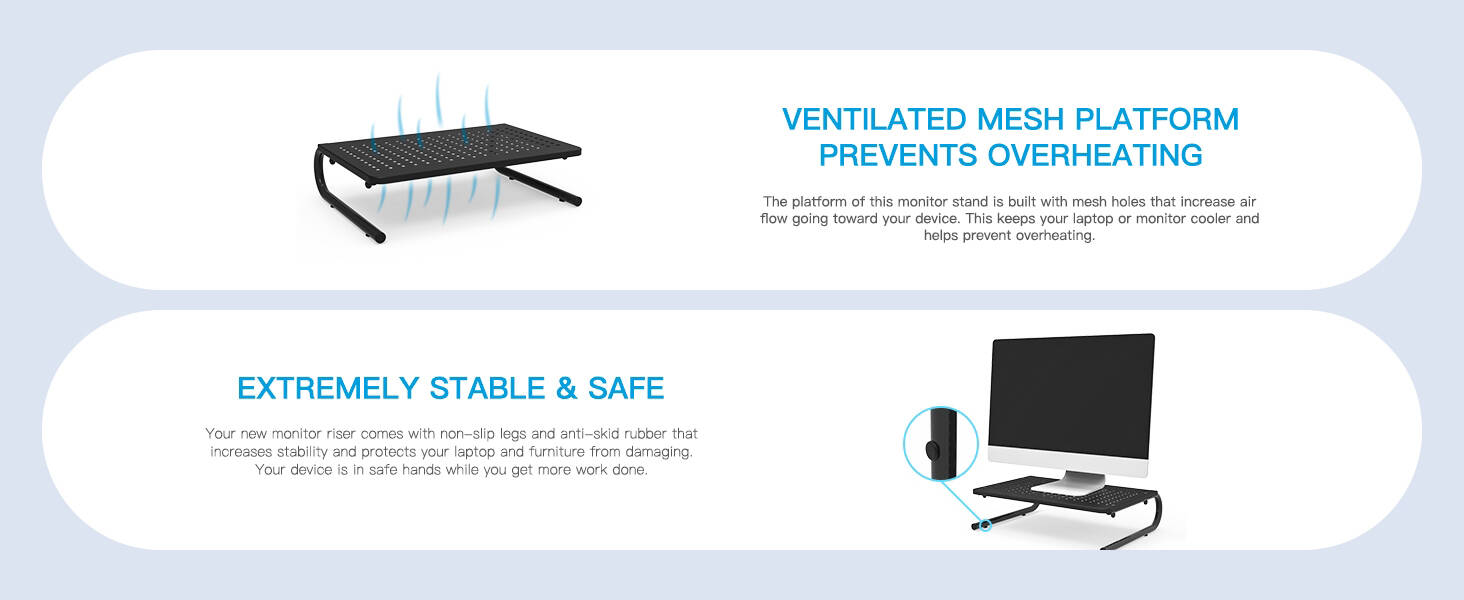 Monitor Stand Riser, Monitor Riser, Laptop Stand for Desk, Laptop Riser, Desk Organizer for Monitor, Laptop Shelf w/Vented for Screen, Computer Stand for Laptop, PC, Printer, for Home & Office